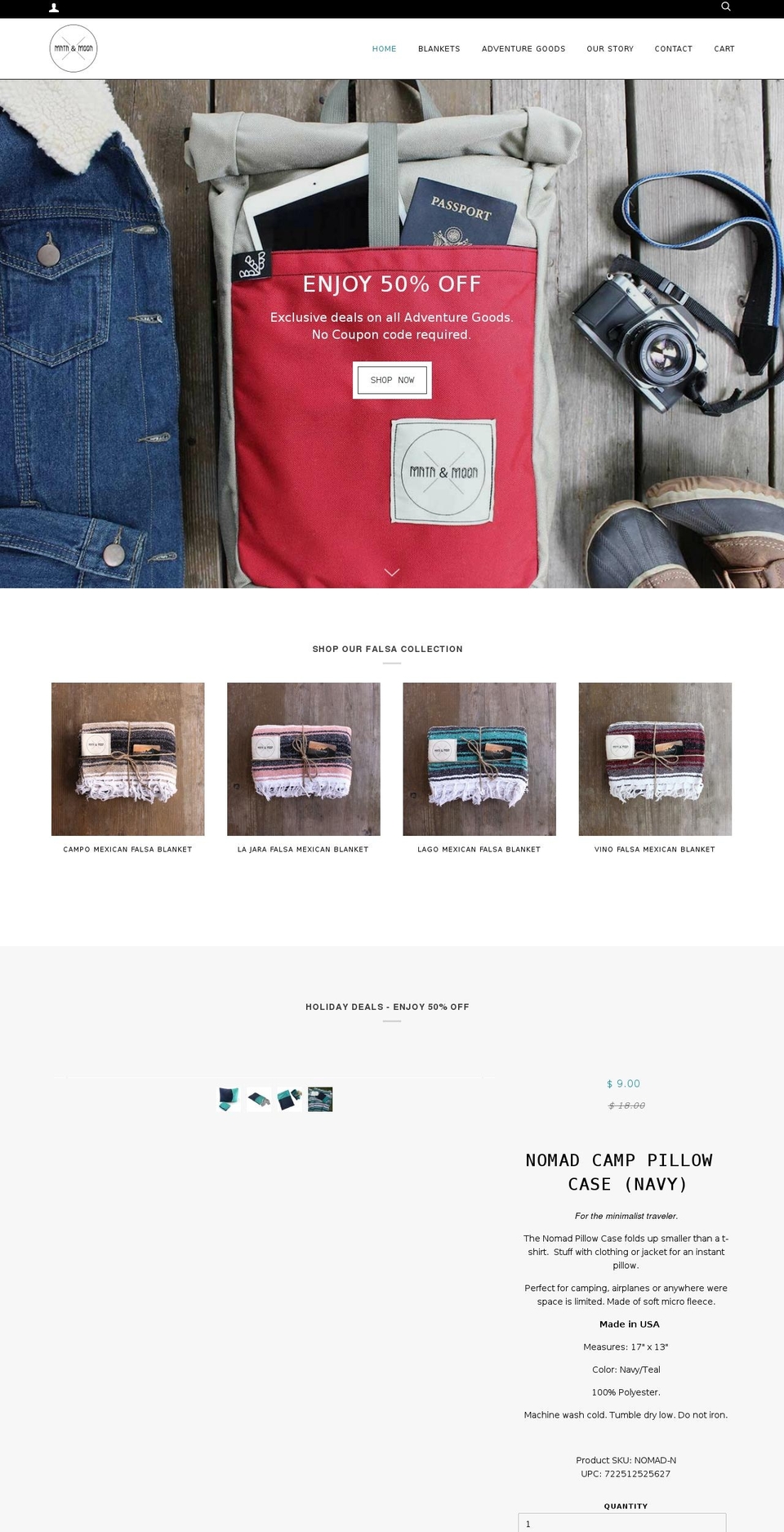mntnandmoon.com shopify website screenshot