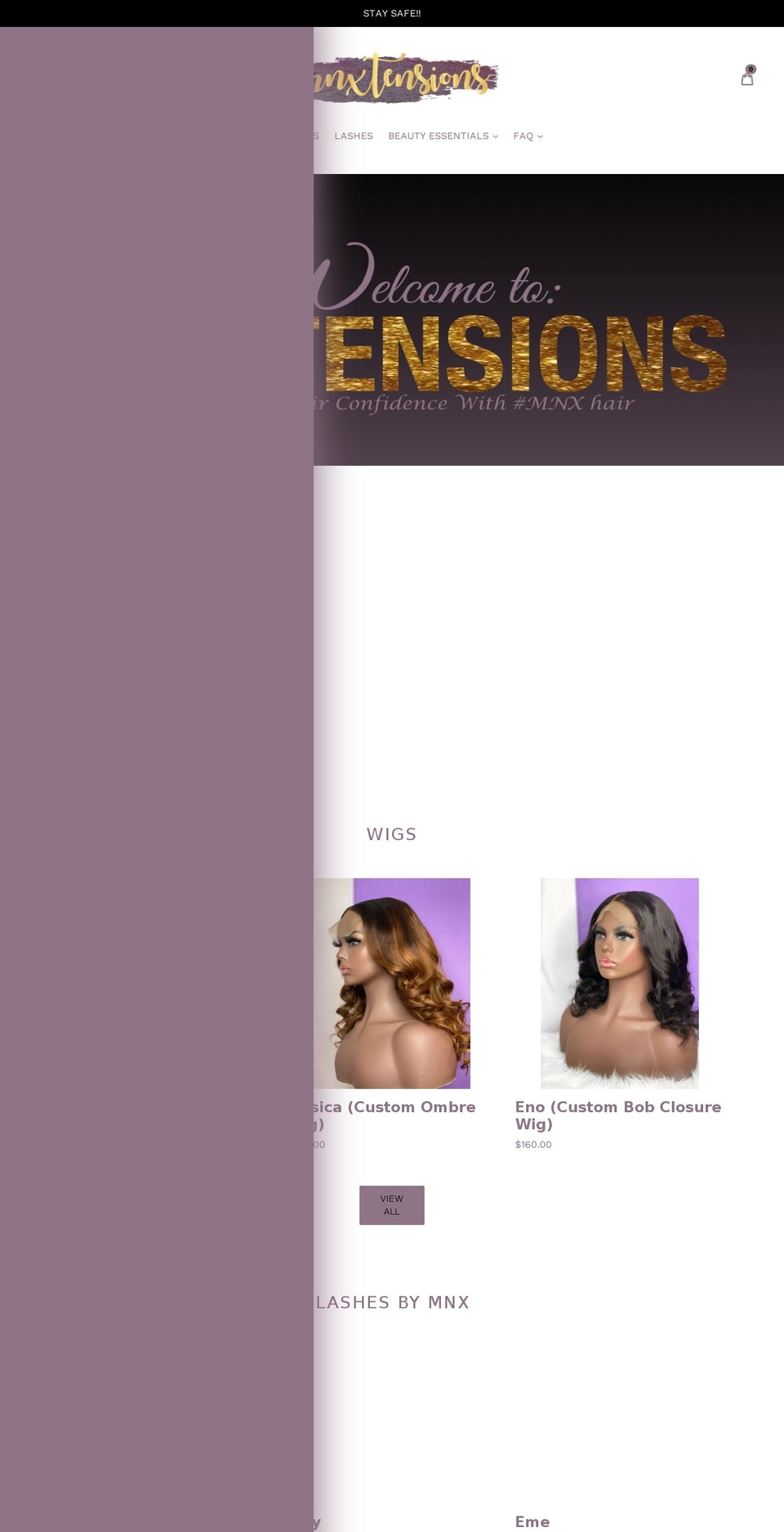 mnxtensions.com shopify website screenshot