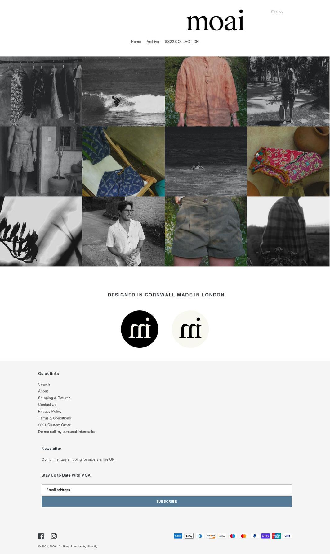 moaiclothing.com shopify website screenshot