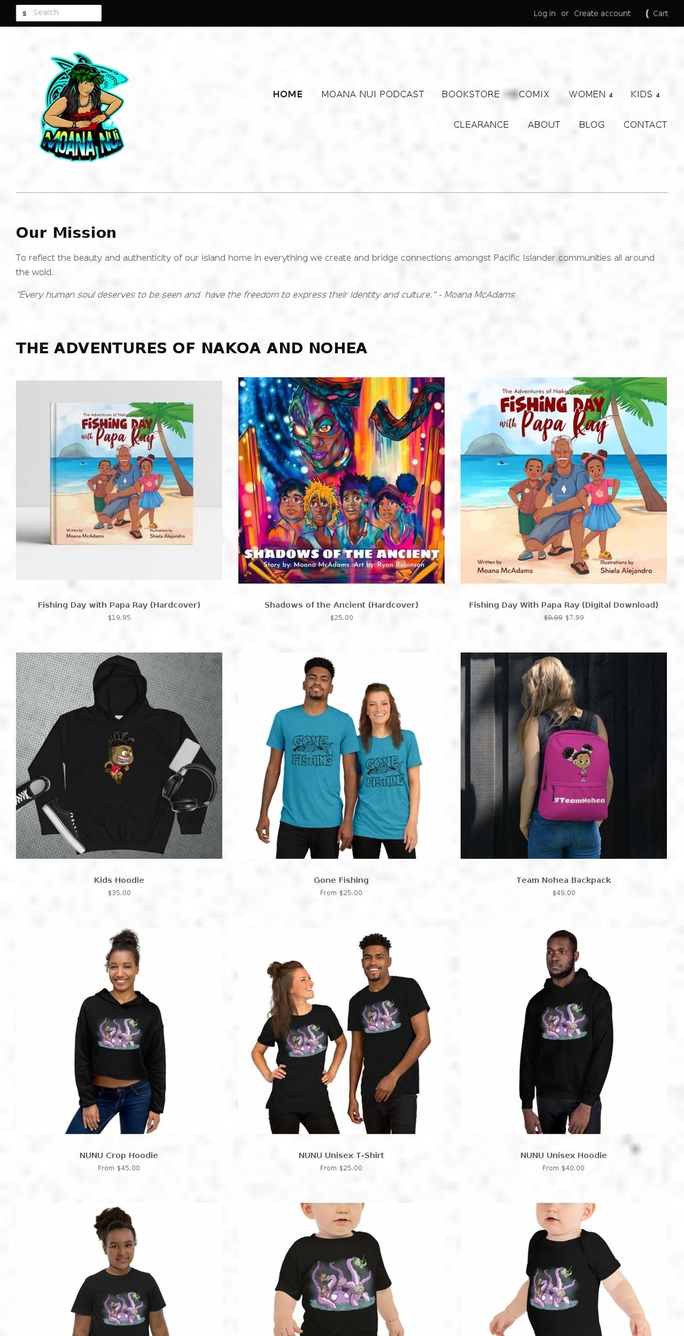 moanamcadams.com — Shopify storefront screenshot