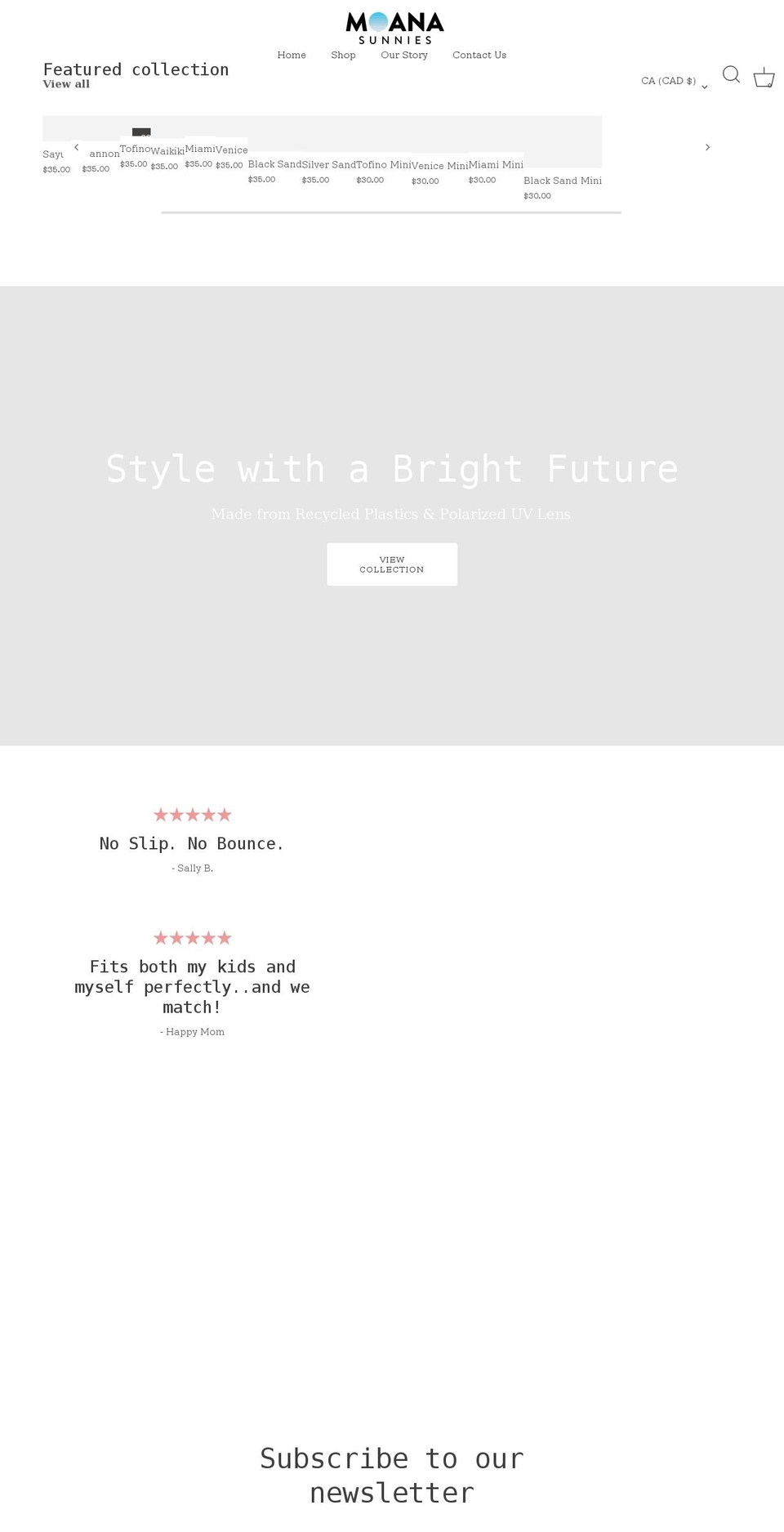 moanasunnies.com shopify website screenshot