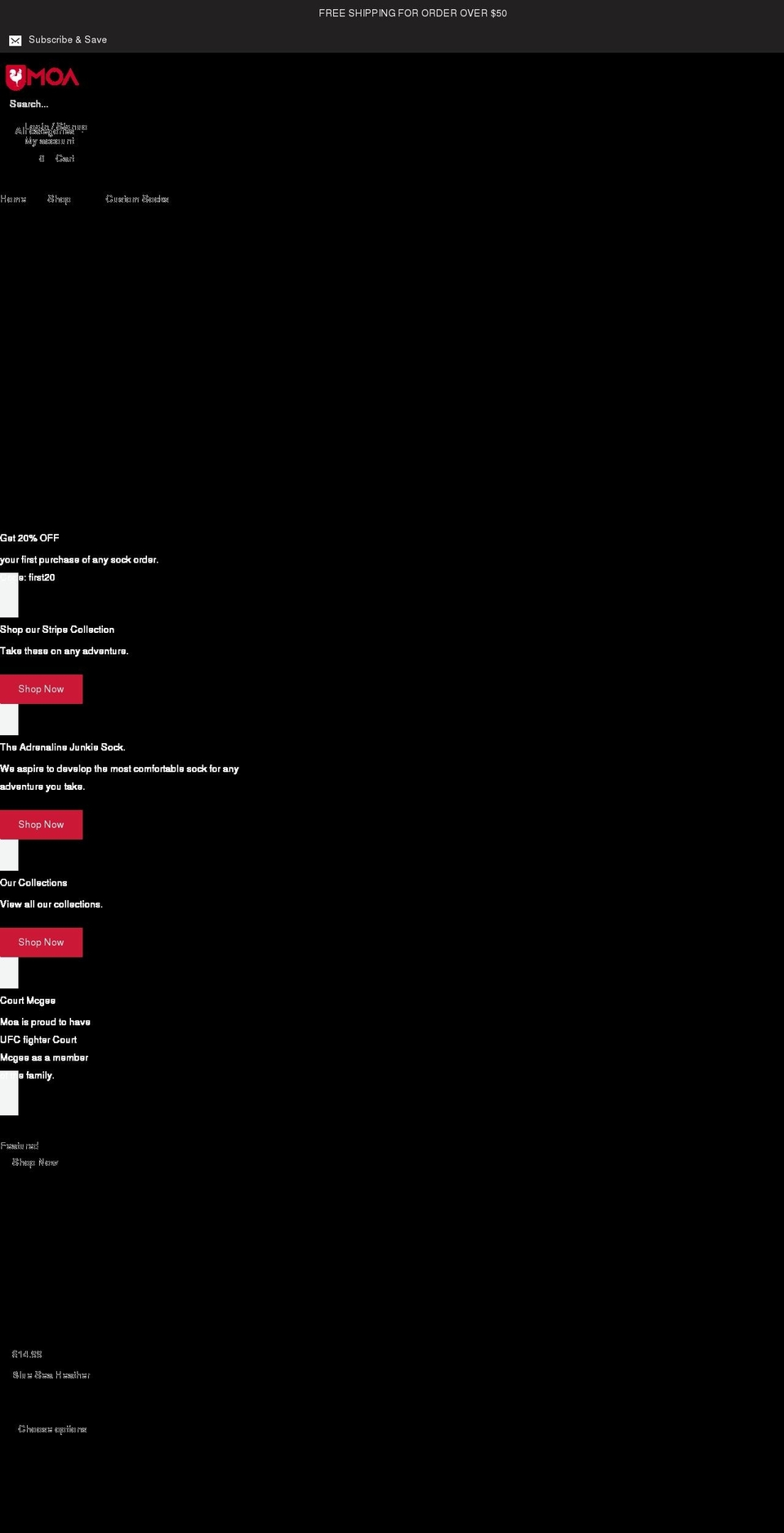 moasocks.com shopify website screenshot