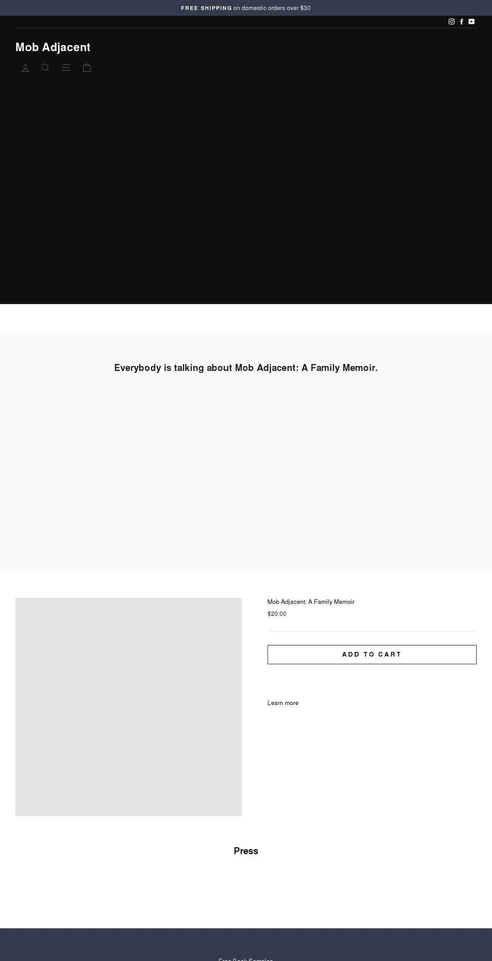 mob-adjacent.myshopify.com — Shopify storefront screenshot