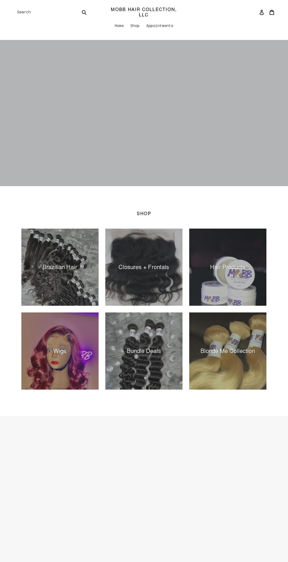 mobbhaircollection.com shopify website screenshot