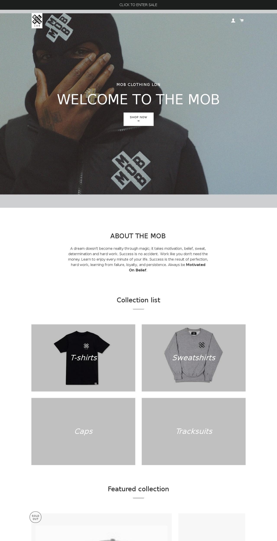 mobclothingldn.com — Shopify storefront screenshot