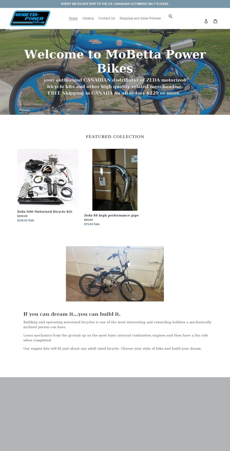 mobettabikes.ca shopify website screenshot