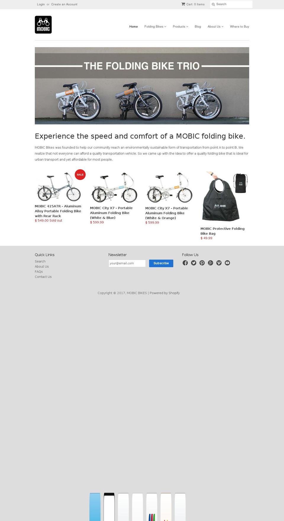 mobicbike.com shopify website screenshot
