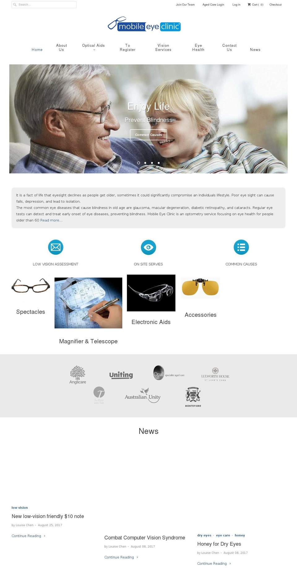 mobile-eye-clinic.com — Shopify storefront screenshot