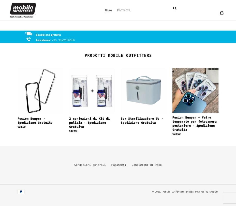 mobile-outfitters-italia.myshopify.com shopify website screenshot