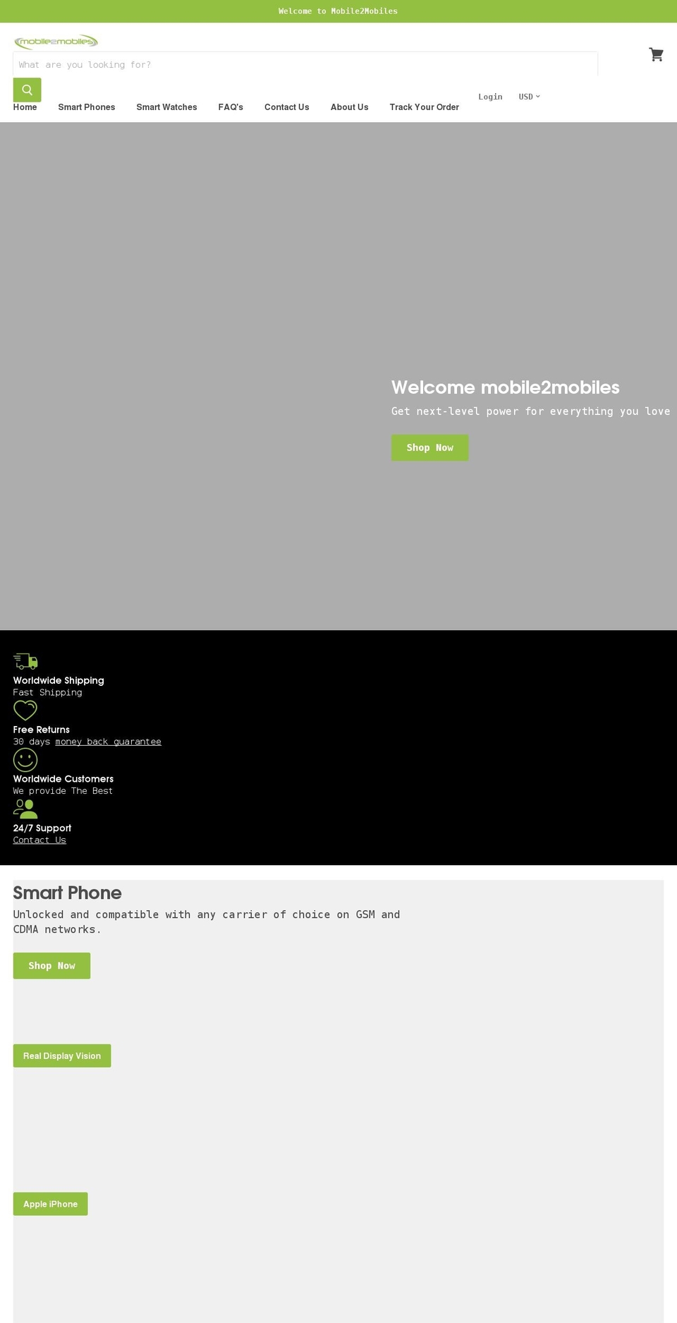 mobile2mobiles.com shopify website screenshot