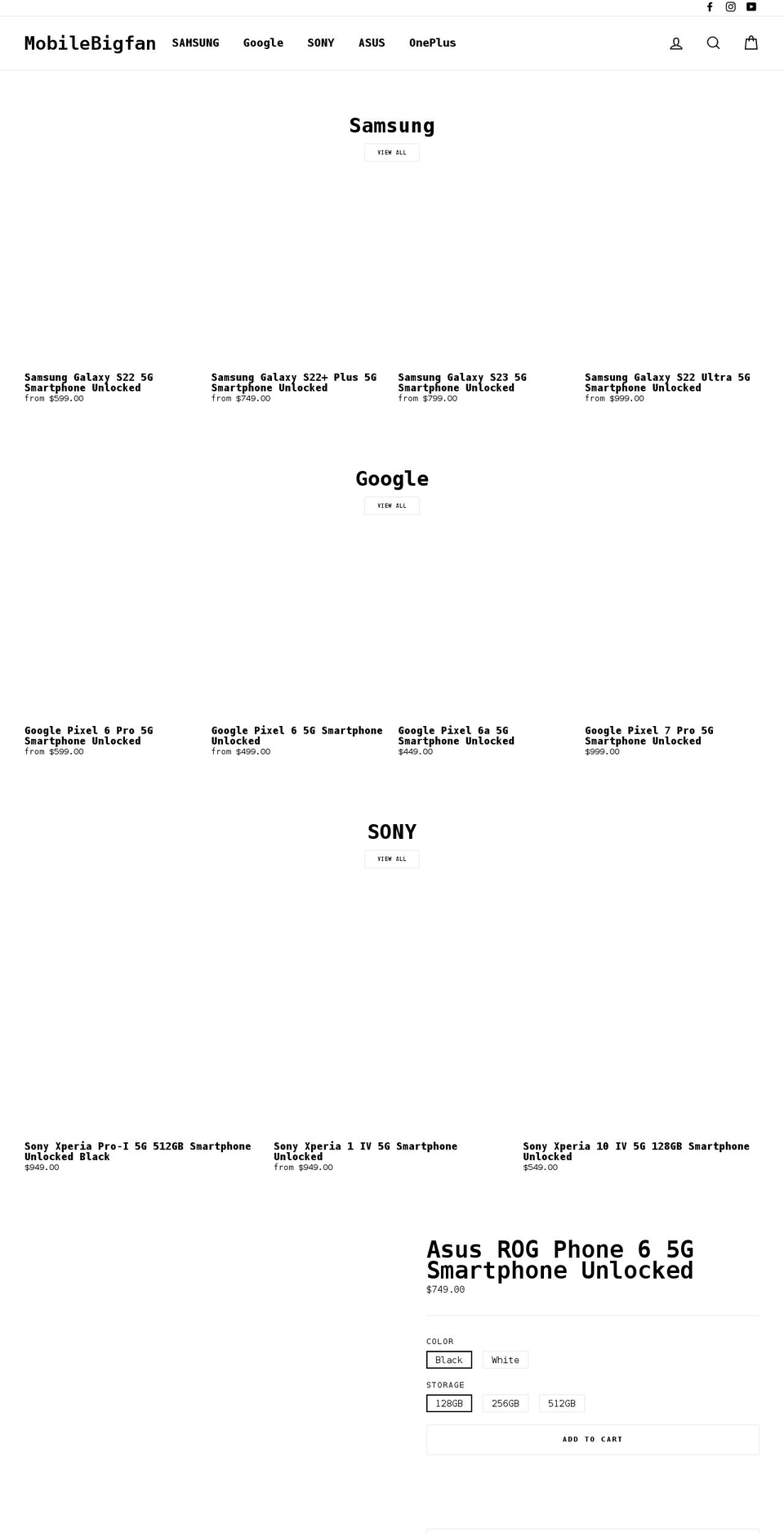 mobilebigfan.com shopify website screenshot