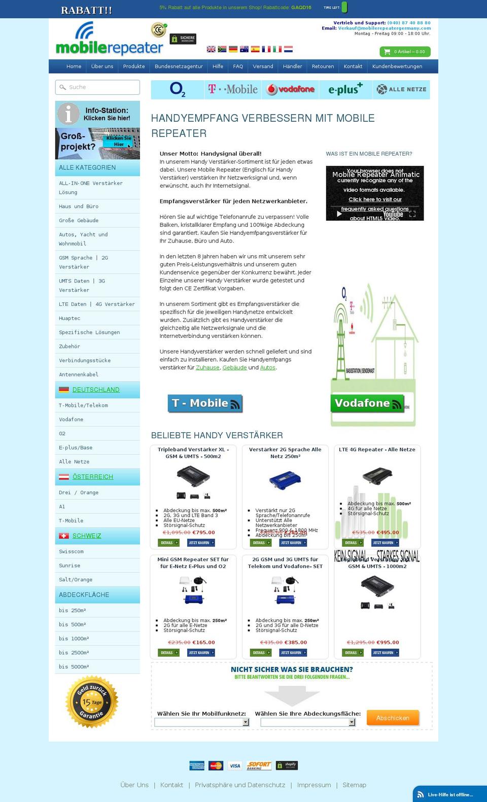 mobileboostergermany.com shopify website screenshot
