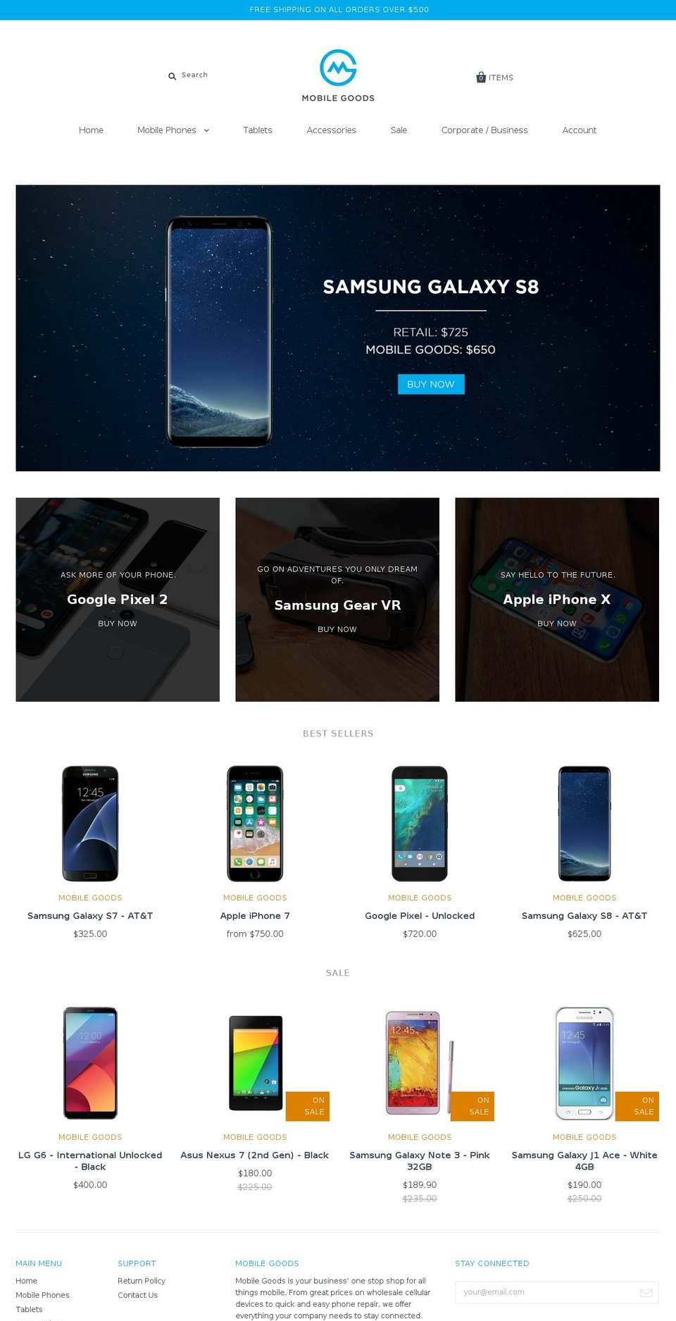 mobilegoods.net shopify website screenshot