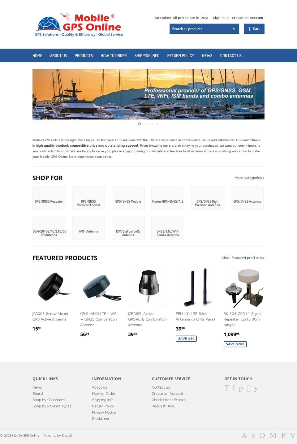 mobilegpsonline.ca shopify website screenshot