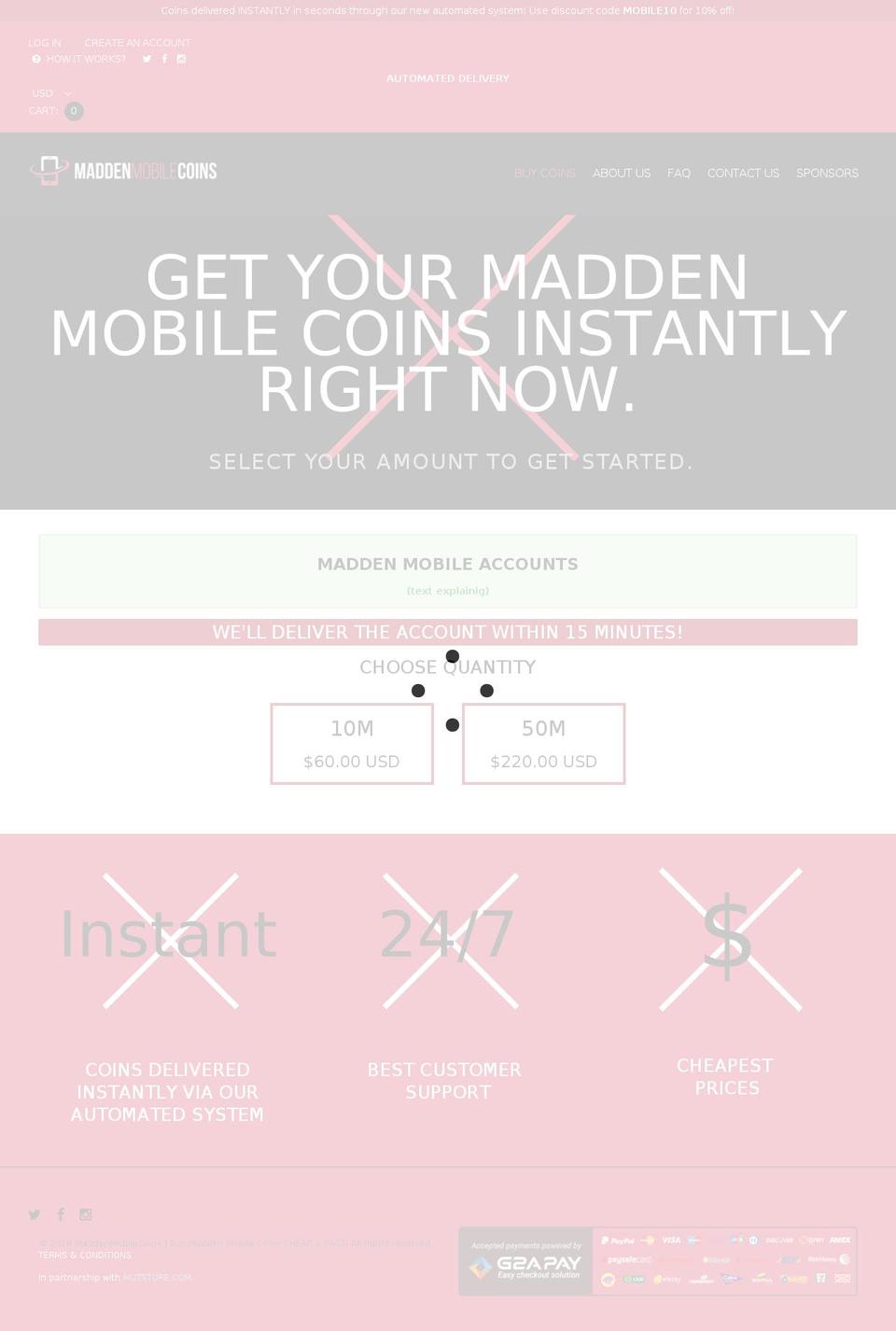 MaddenMobileCoins v3 - M18 - Mobile Accounts Shopify theme site example mobilemaddencoin.com