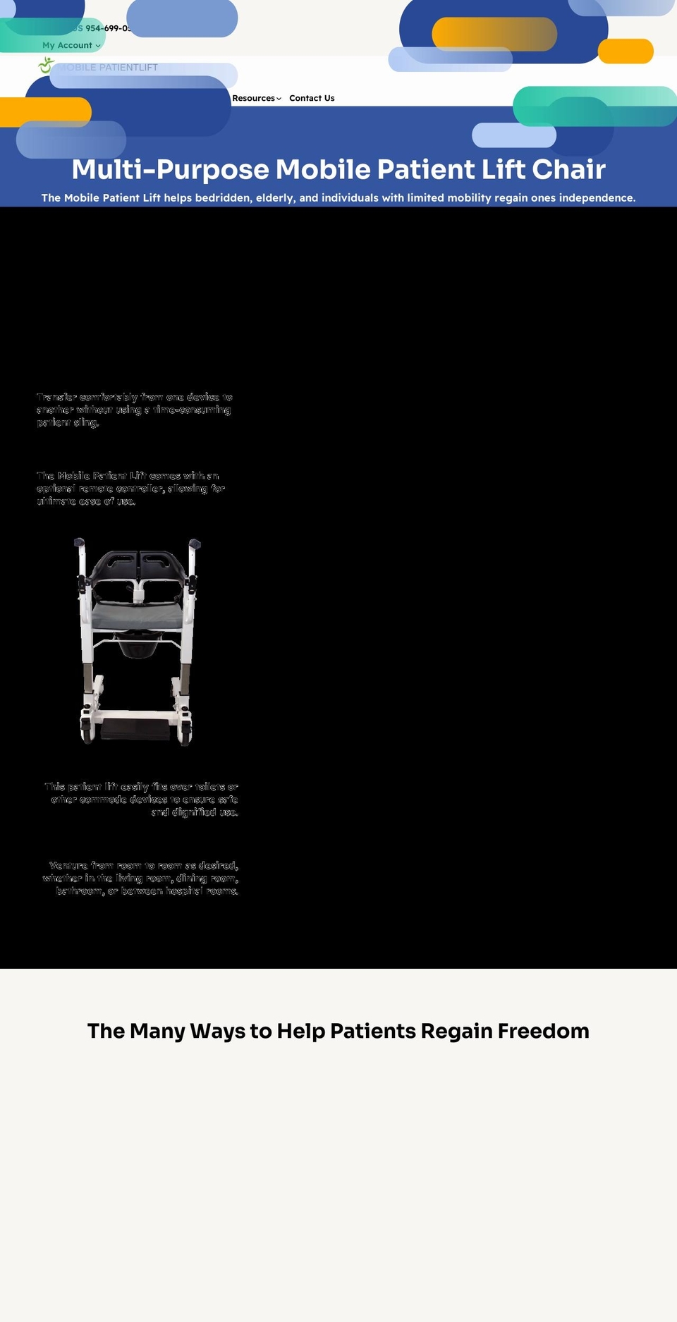 mobilepatientlift.com shopify website screenshot