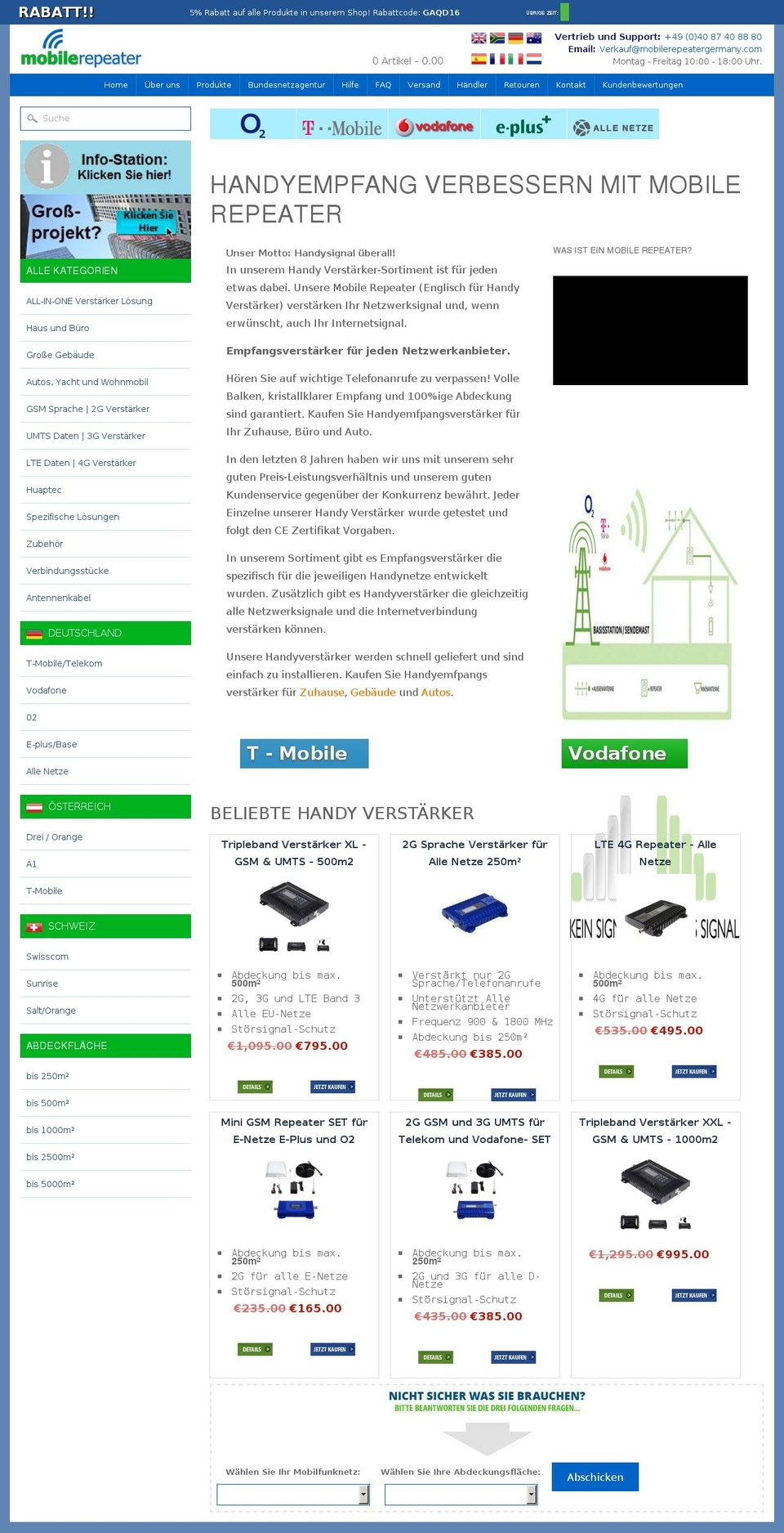 mobilerepeaters.de shopify website screenshot
