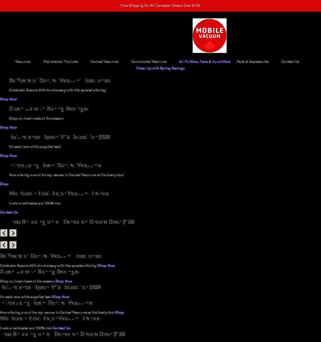 mobilevacuum.com shopify website screenshot