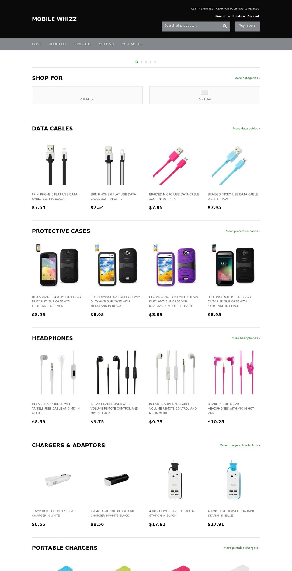 mobilewhizz.com shopify website screenshot