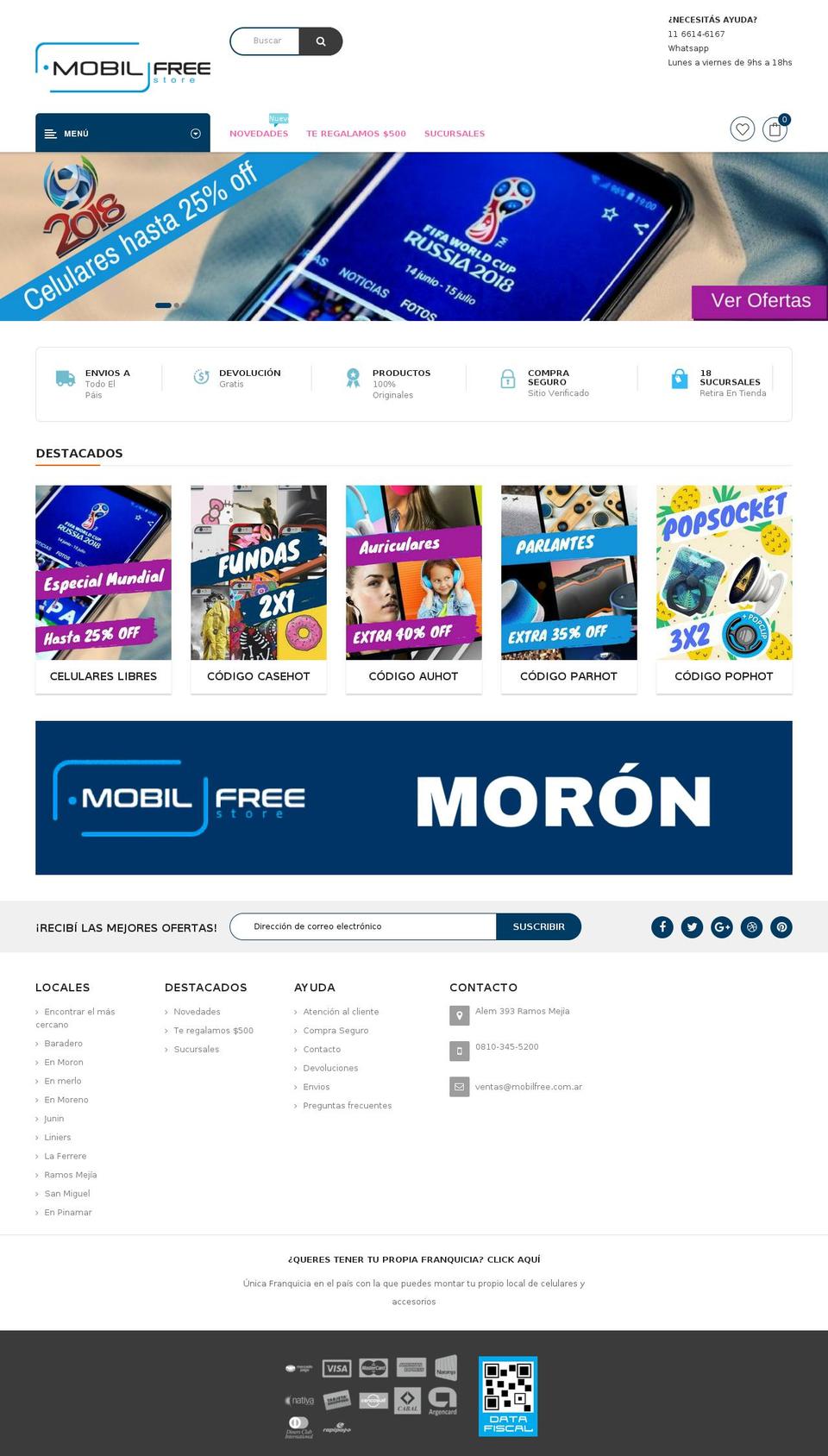mobilfree.com.ar shopify website screenshot
