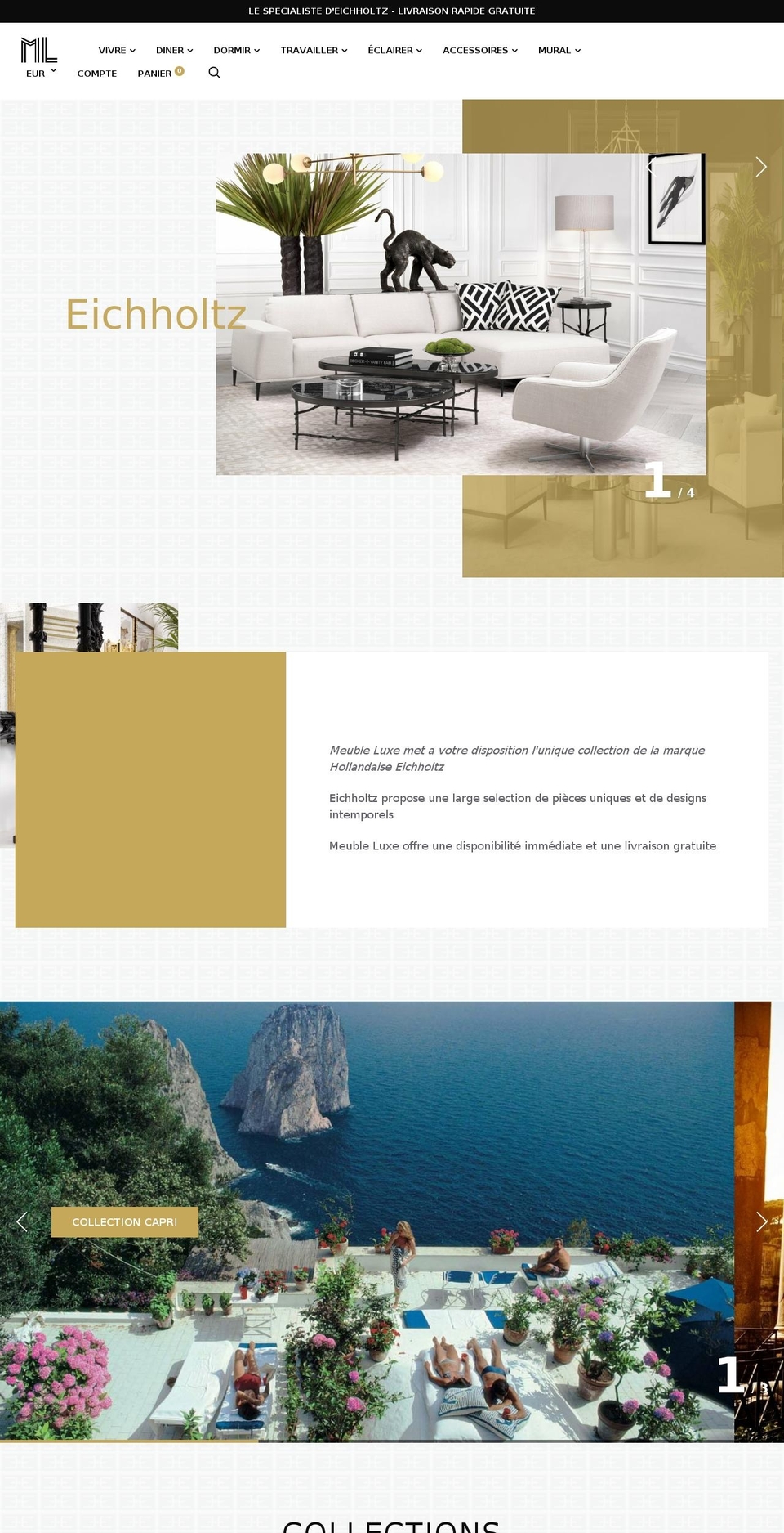 mobilierluxe.com — Shopify storefront screenshot