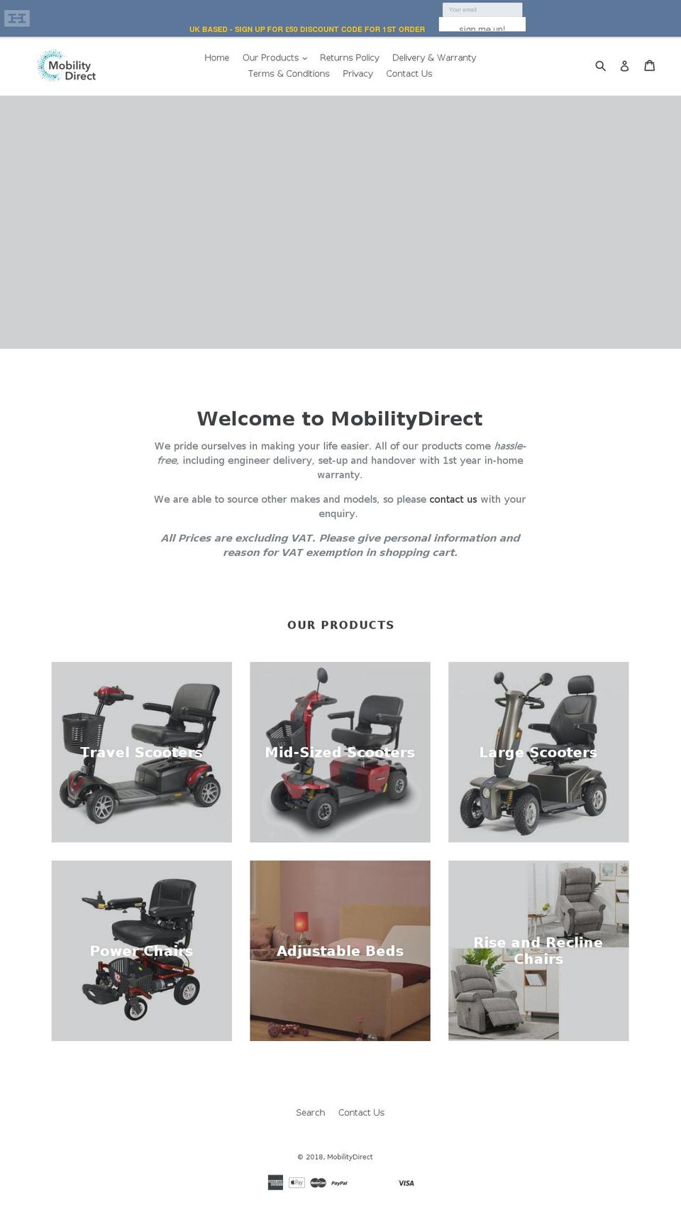 mobility-direct.com shopify website screenshot