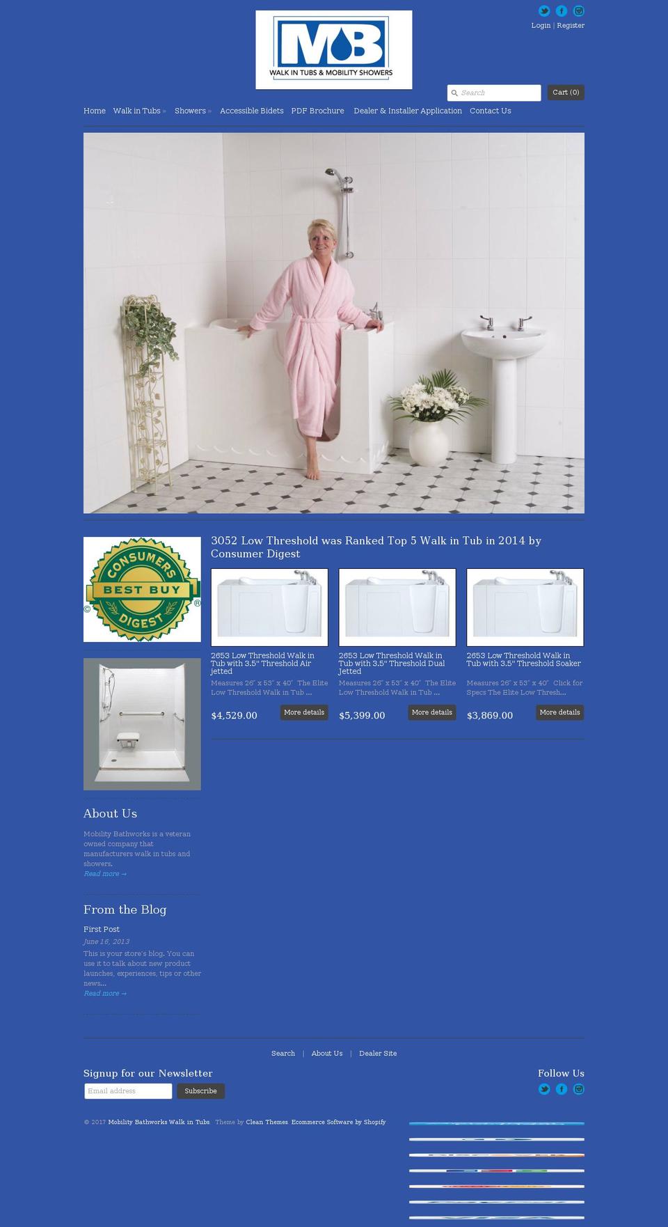 mobilitybathworks.com shopify website screenshot