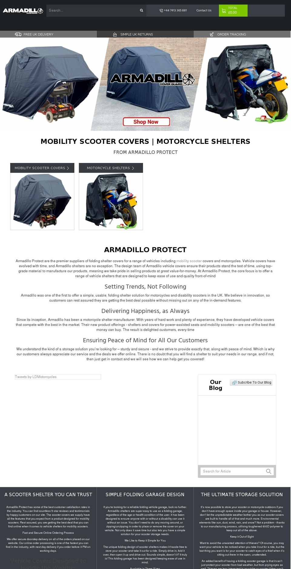 mobilityscootercovers.co.uk shopify website screenshot