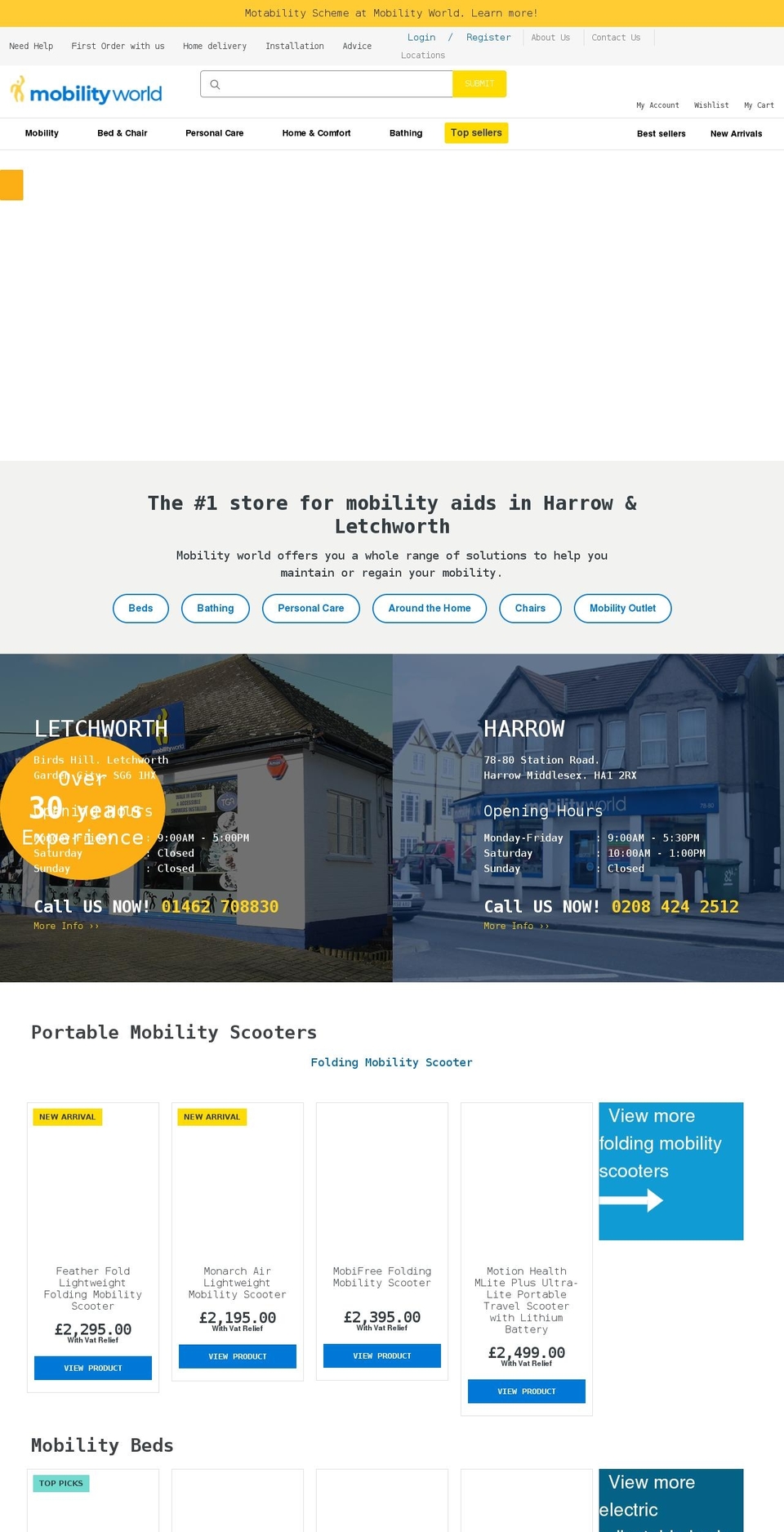 mobilityworld.co.uk shopify website screenshot