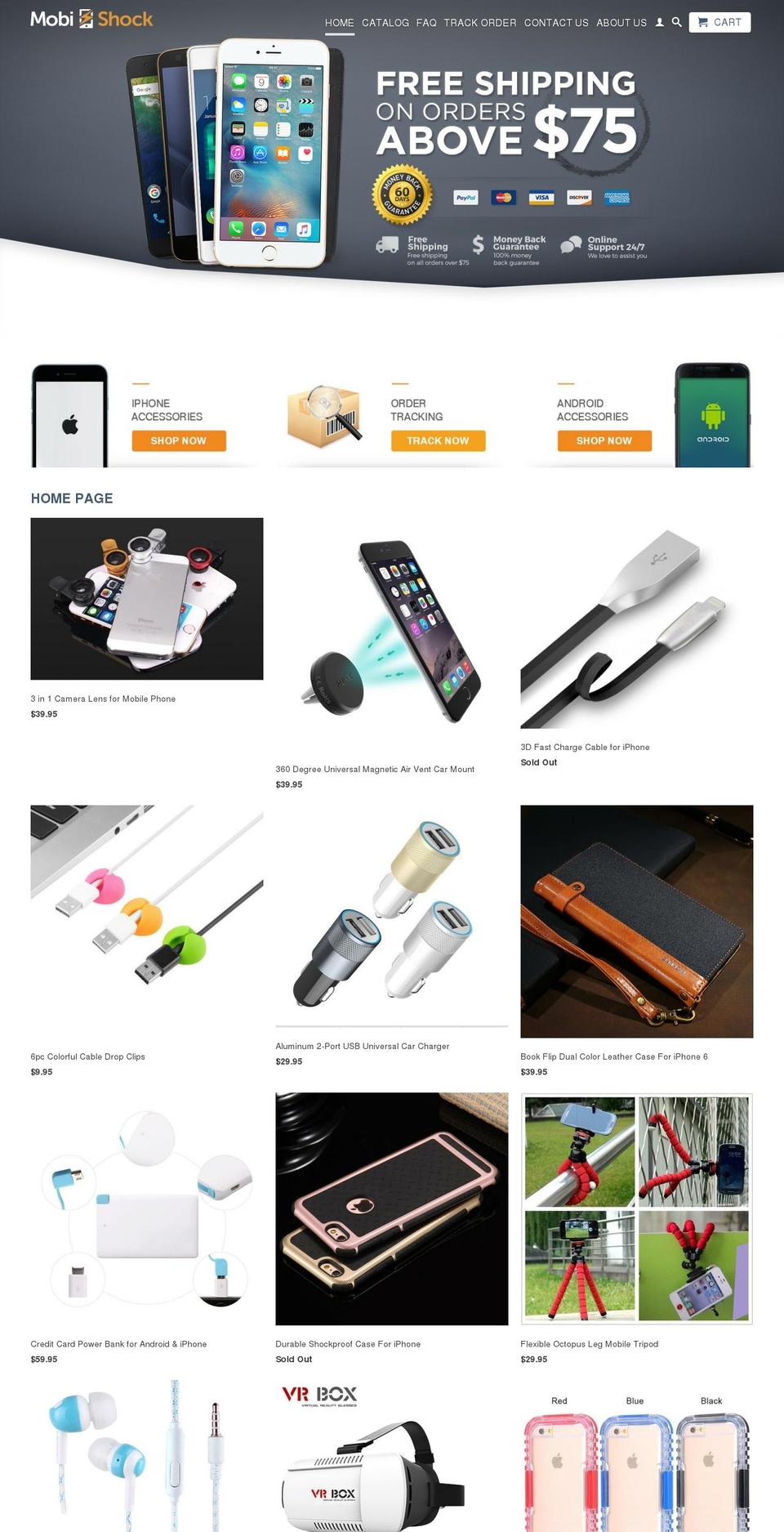 mobishock.com shopify website screenshot