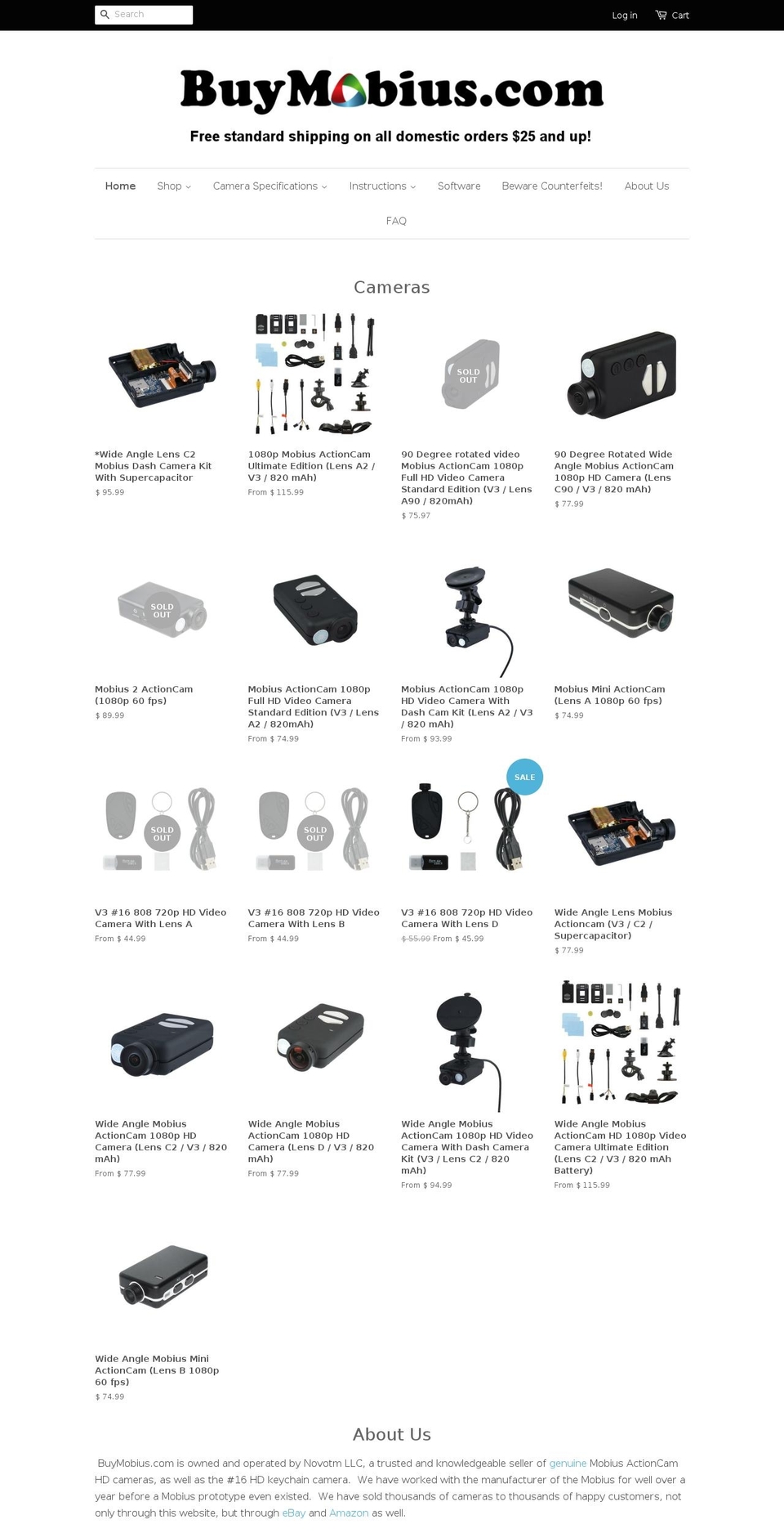 mobiusactioncamstore.com shopify website screenshot