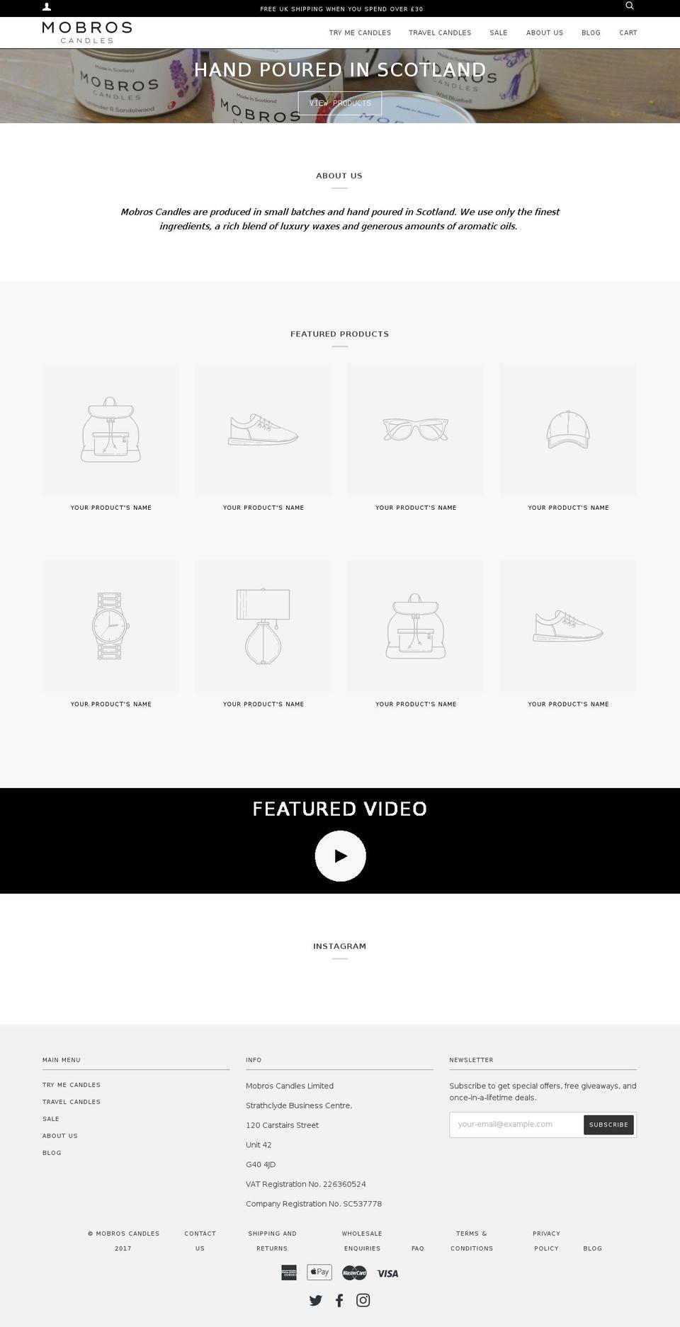 mobros-candles.com shopify website screenshot
