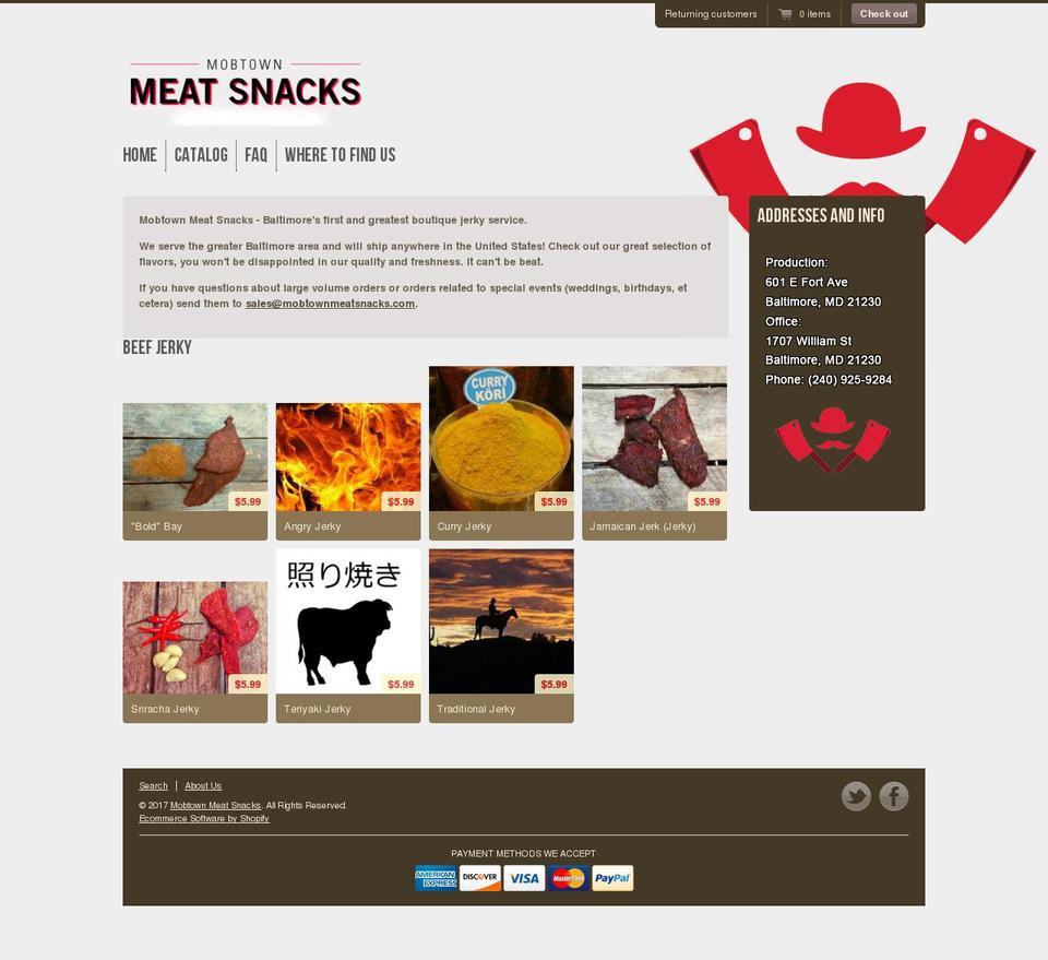 mobtown-meat-snacks.myshopify.com shopify website screenshot