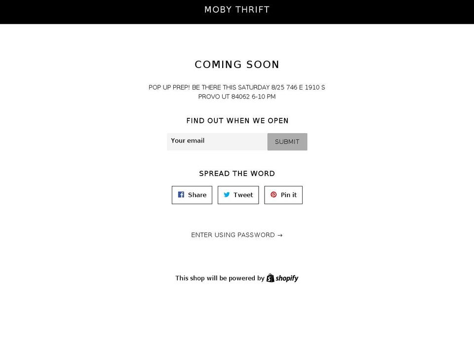 mobythrift.com shopify website screenshot