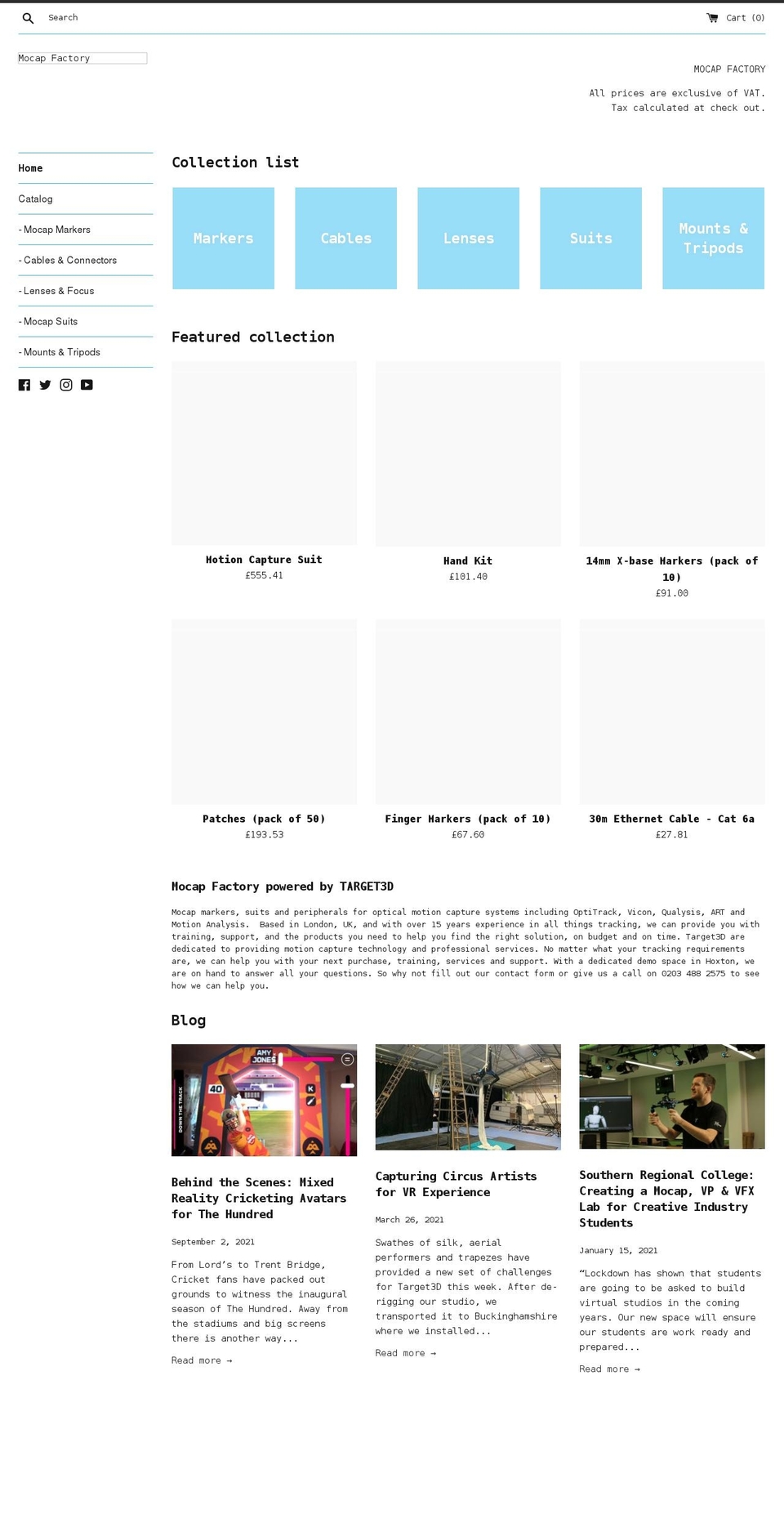 mocapfactory.co.uk shopify website screenshot