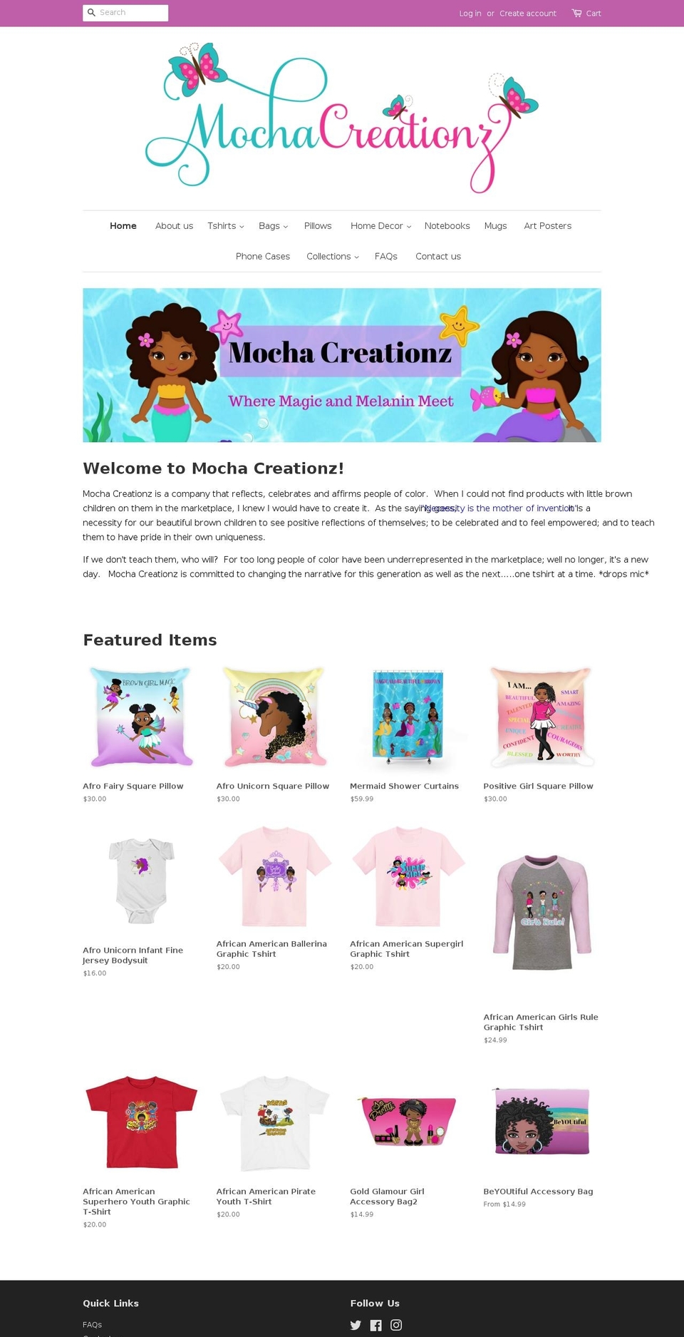 mochacreationz.com — Shopify storefront screenshot
