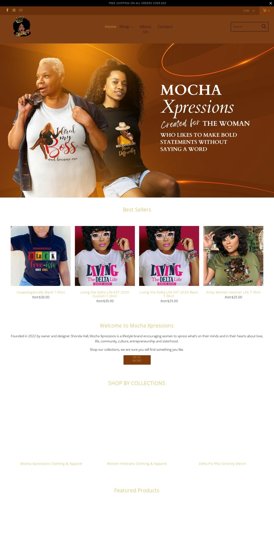 mochaxpressions.com shopify website screenshot