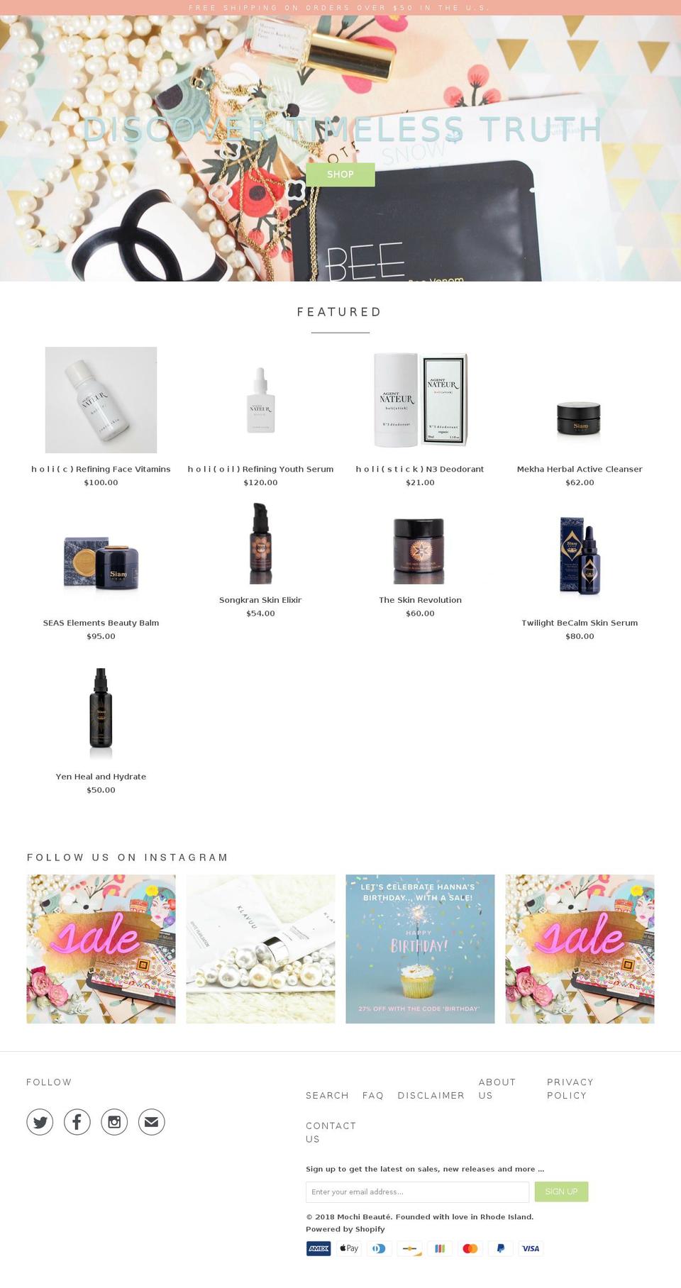 mochibeaute.info shopify website screenshot