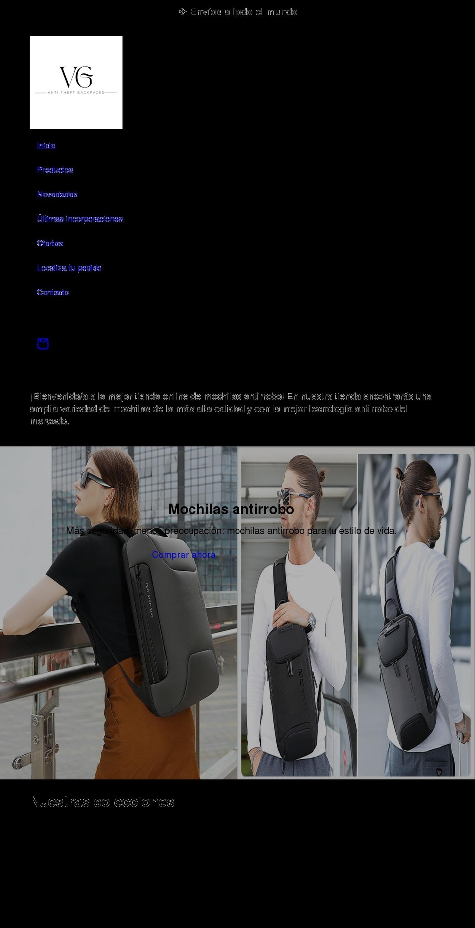 mochilasantirrobo.com shopify website screenshot