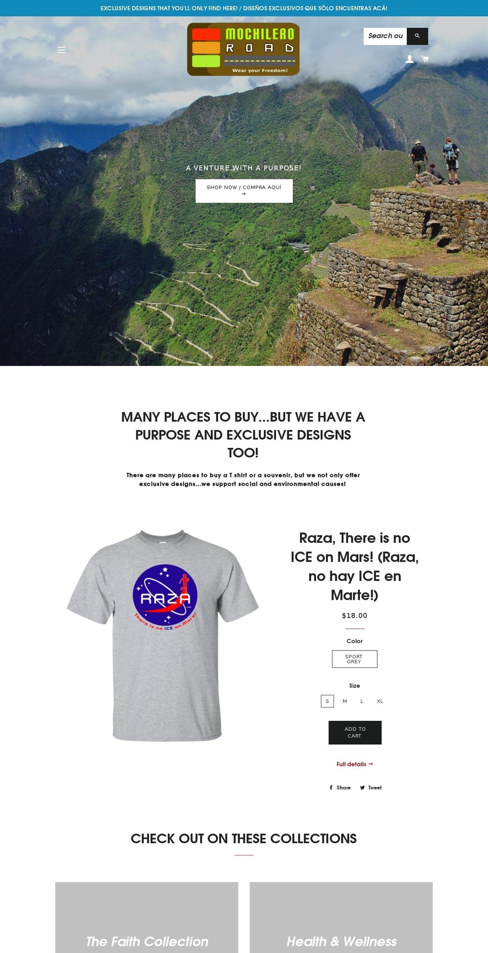 mochileroroad.com shopify website screenshot