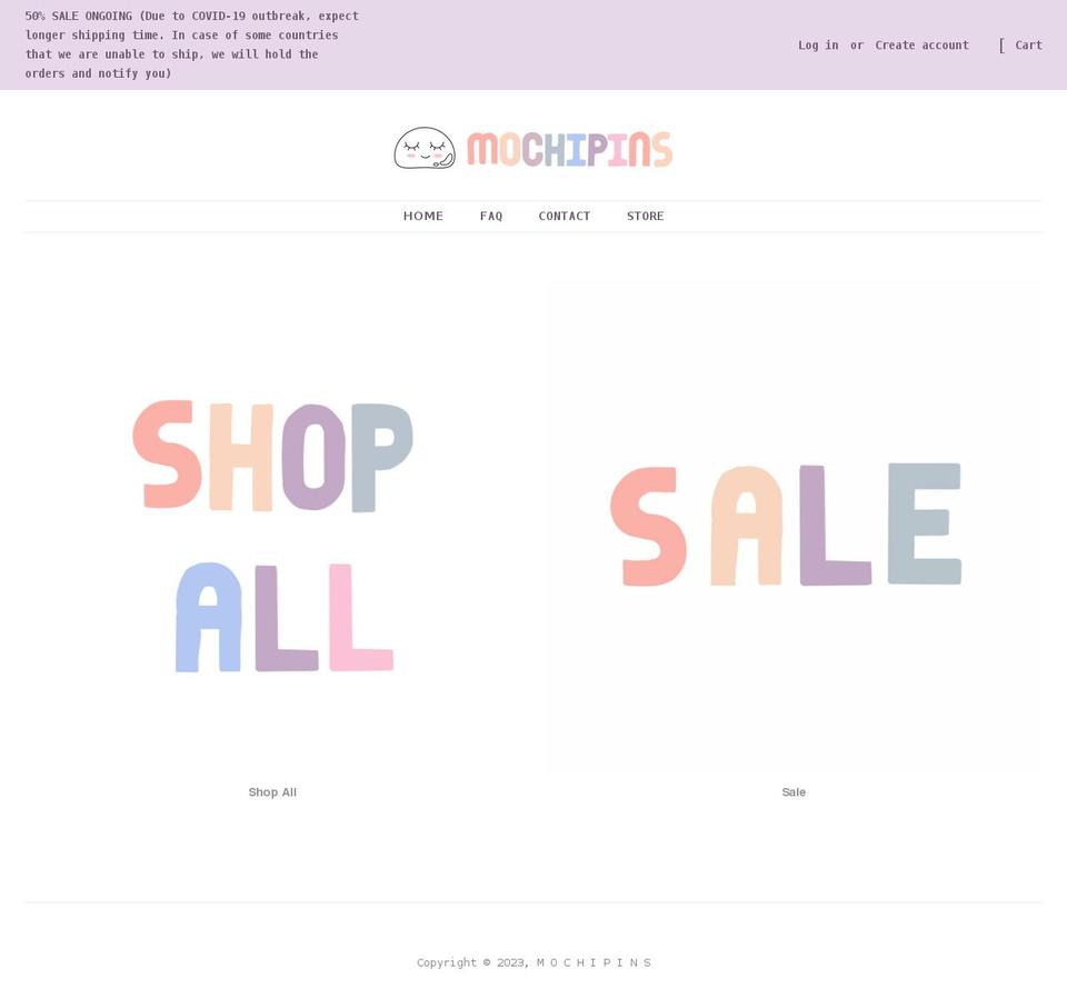 mochipins.com shopify website screenshot