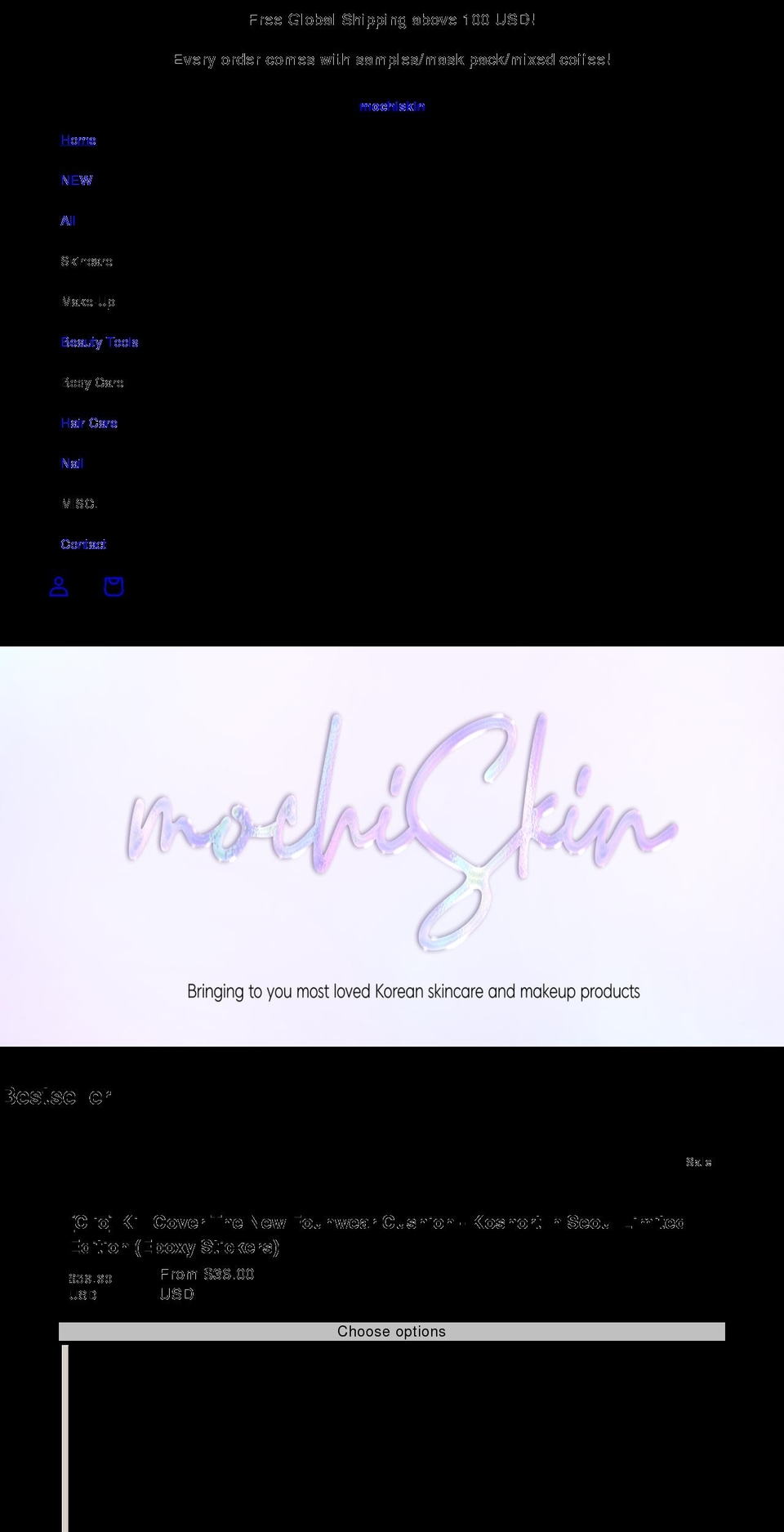 mochiskin.net shopify website screenshot