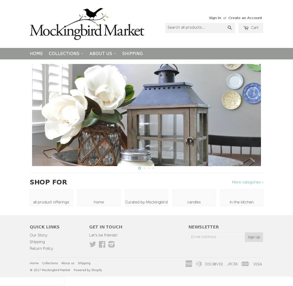 mockingbirdmarket.com shopify website screenshot