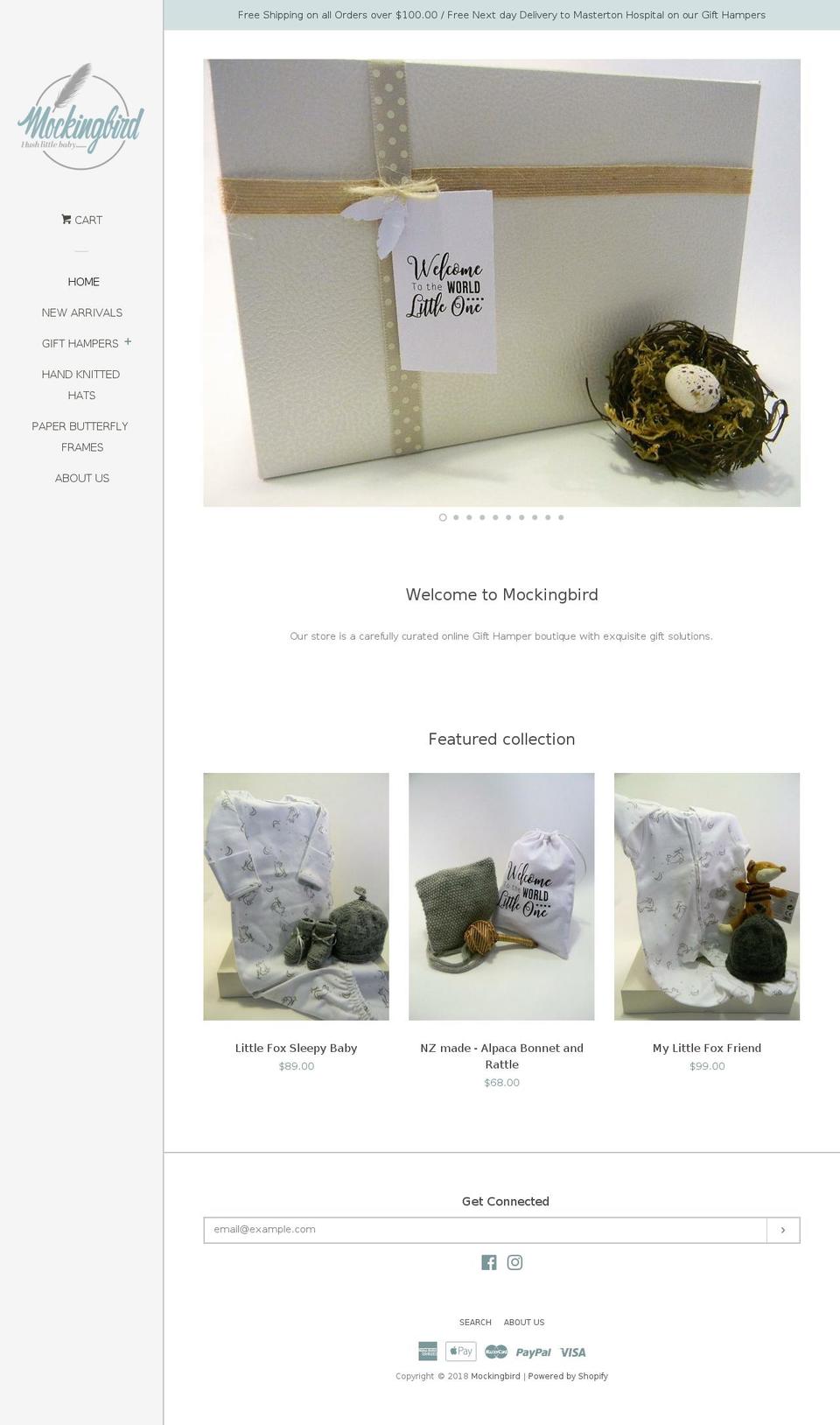 mockingbirdnz.com — Shopify storefront screenshot