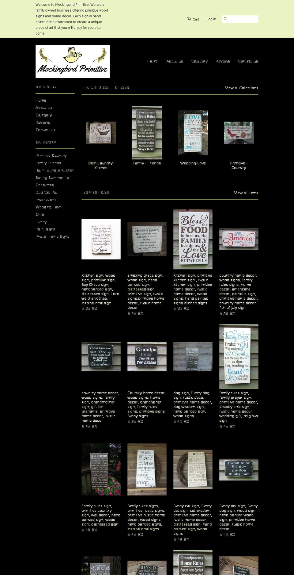 mockingbirdprimitive.com shopify website screenshot