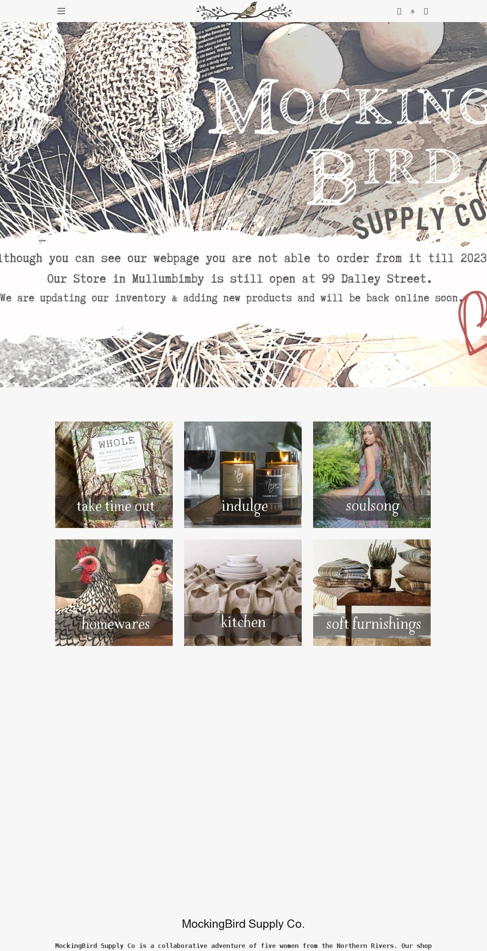 mockingbirdsupply.com shopify website screenshot