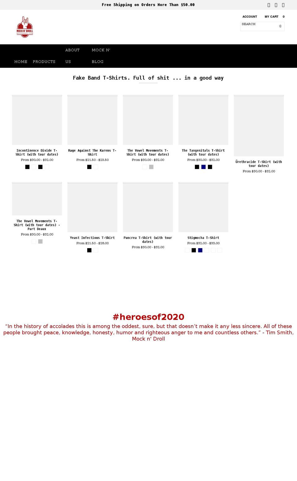 mockndroll.com shopify website screenshot