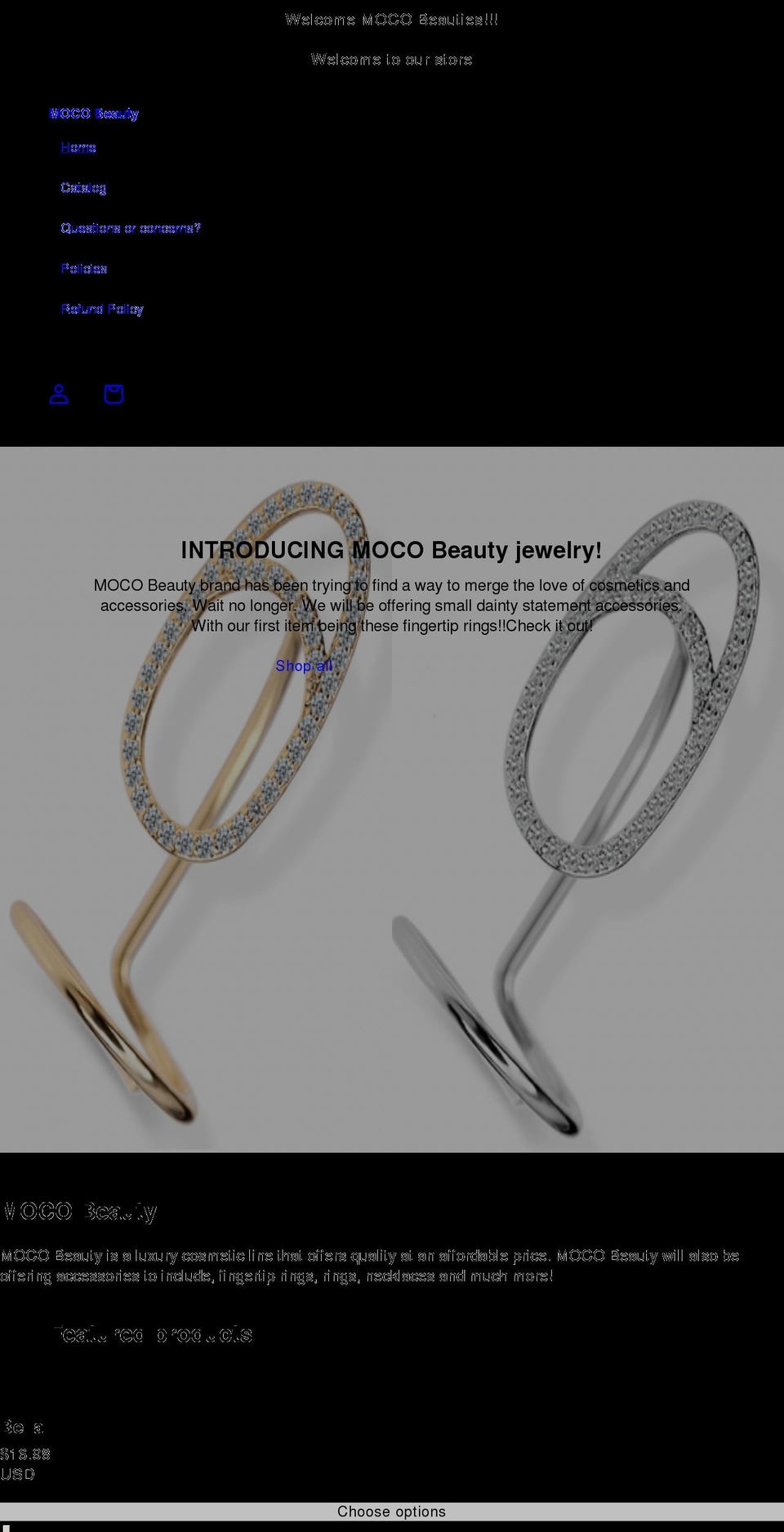 mocobeautycosmetics.com shopify website screenshot