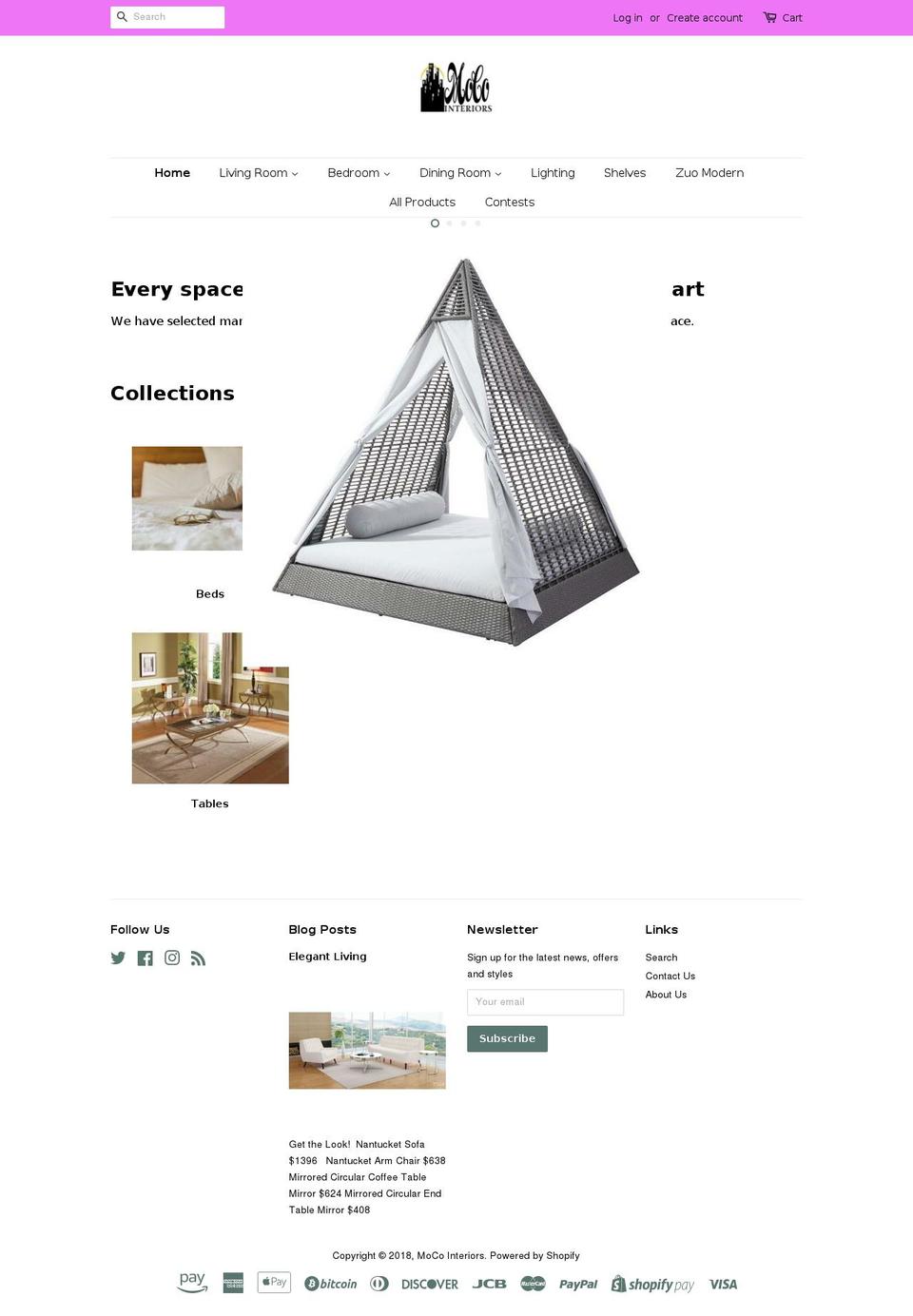 mocointeriors.com — Shopify storefront screenshot