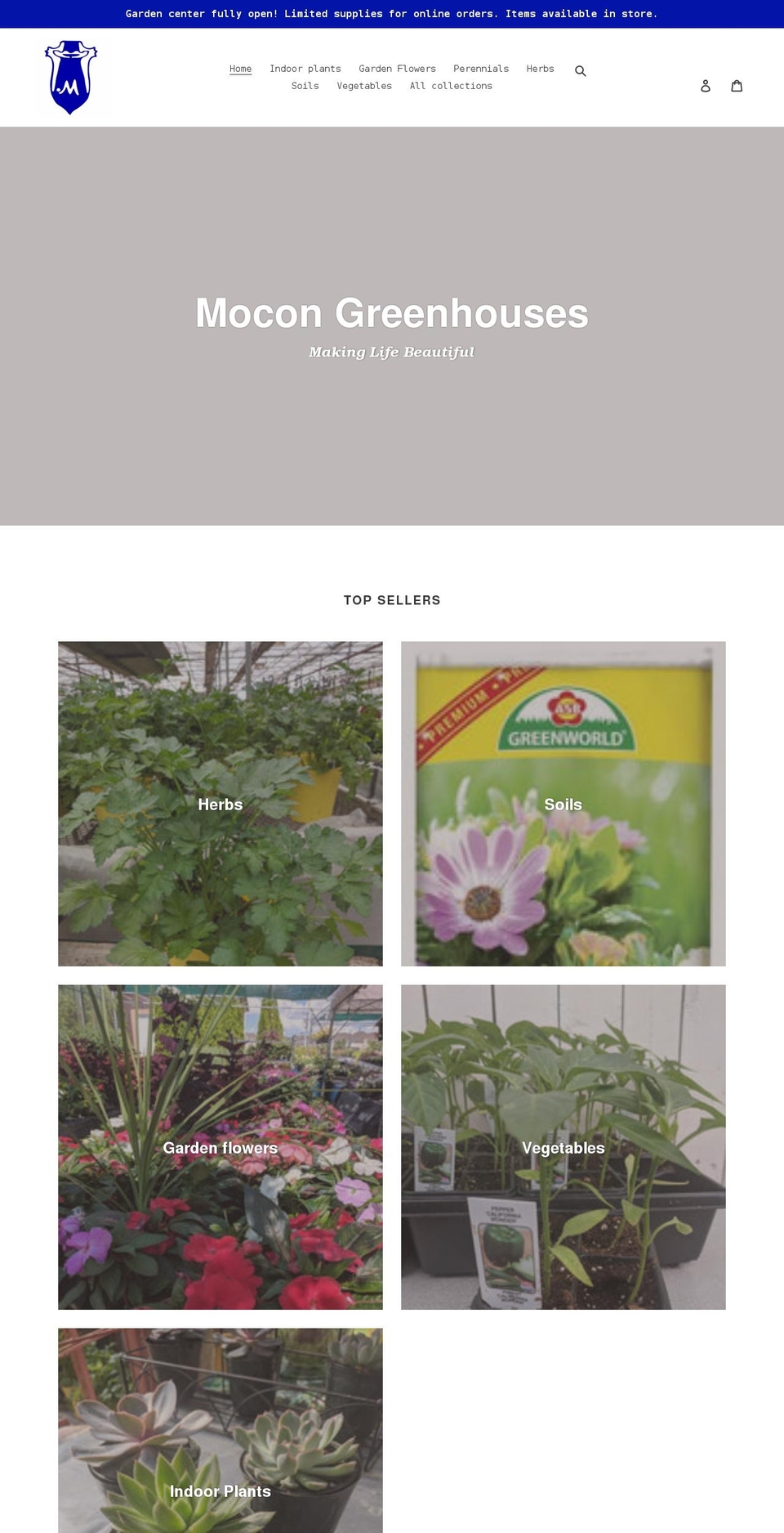 mocongreenhouses.ca shopify website screenshot